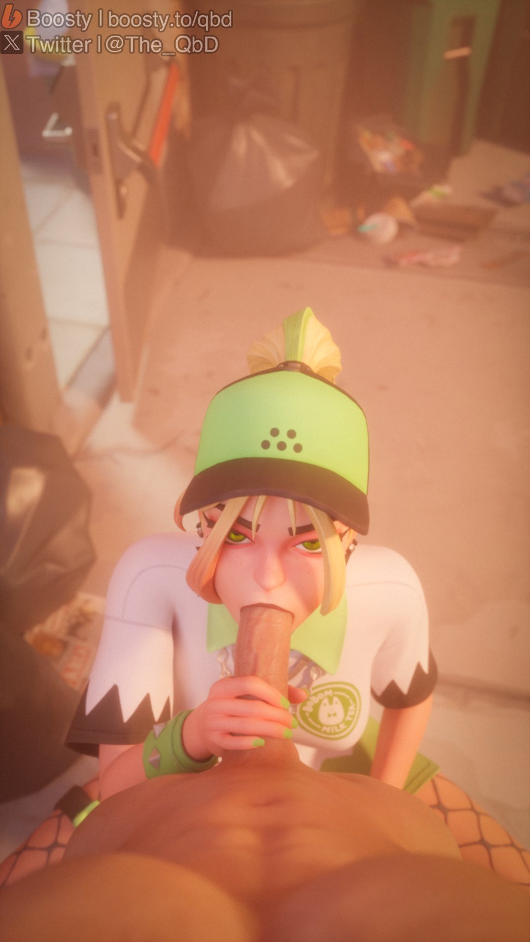 1boy 1girls 3d 3d_(artwork) blonde blonde_female blonde_hair blowjob clothed clothed_female clothed_female_nude_male clothing completely_nude completely_nude_male fellatio female fortnite freckles fully_clothed fully_clothed_female green_eyes hat helsie_(fortnite) human light-skinned_female light_skin looking_at_partner looking_at_viewer male multicolored_hair nude nude_male oral penis pov pov_eye_contact pov_male the_qbd