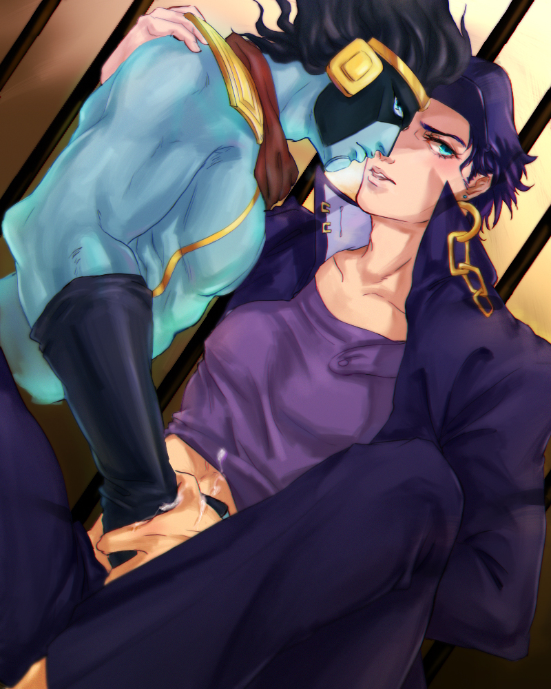 2boys cum gay implied_masturbation jojo's_bizarre_adventure jotaro_kujo male male/male male_only stand_(jjba) standcest star_platinum stardust_crusaders yaoi