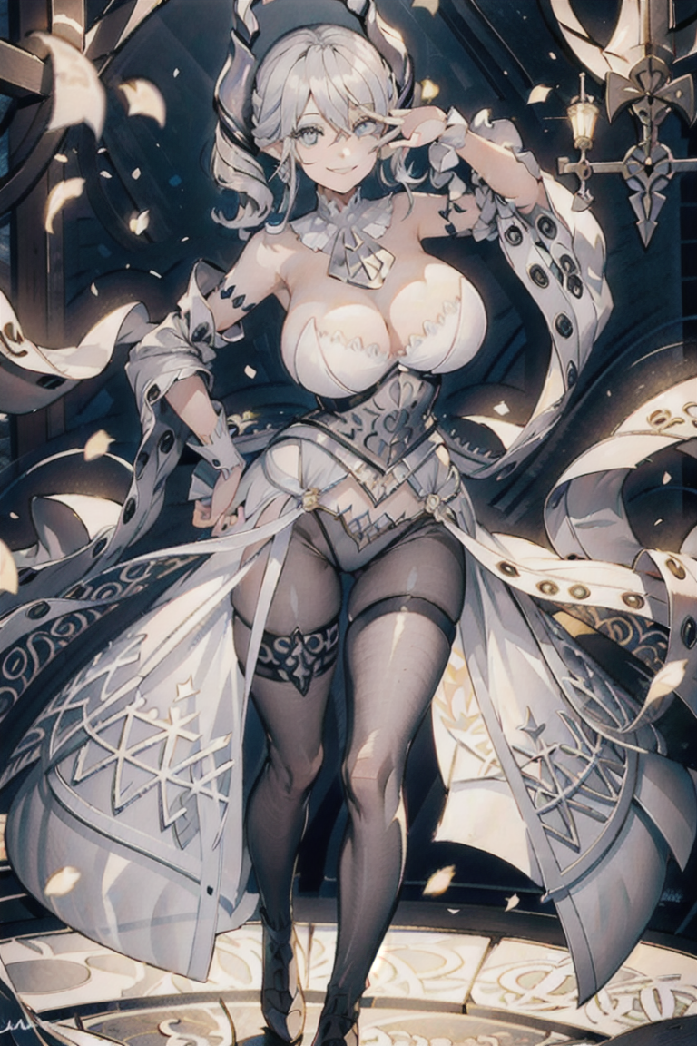 ai_generated big_breasts dress female female_focus labrynth_of_the_silver_castle lovely_labrynth_of_the_silver_castle rcos solo solo_female solo_focus stockings yu-gi-oh!