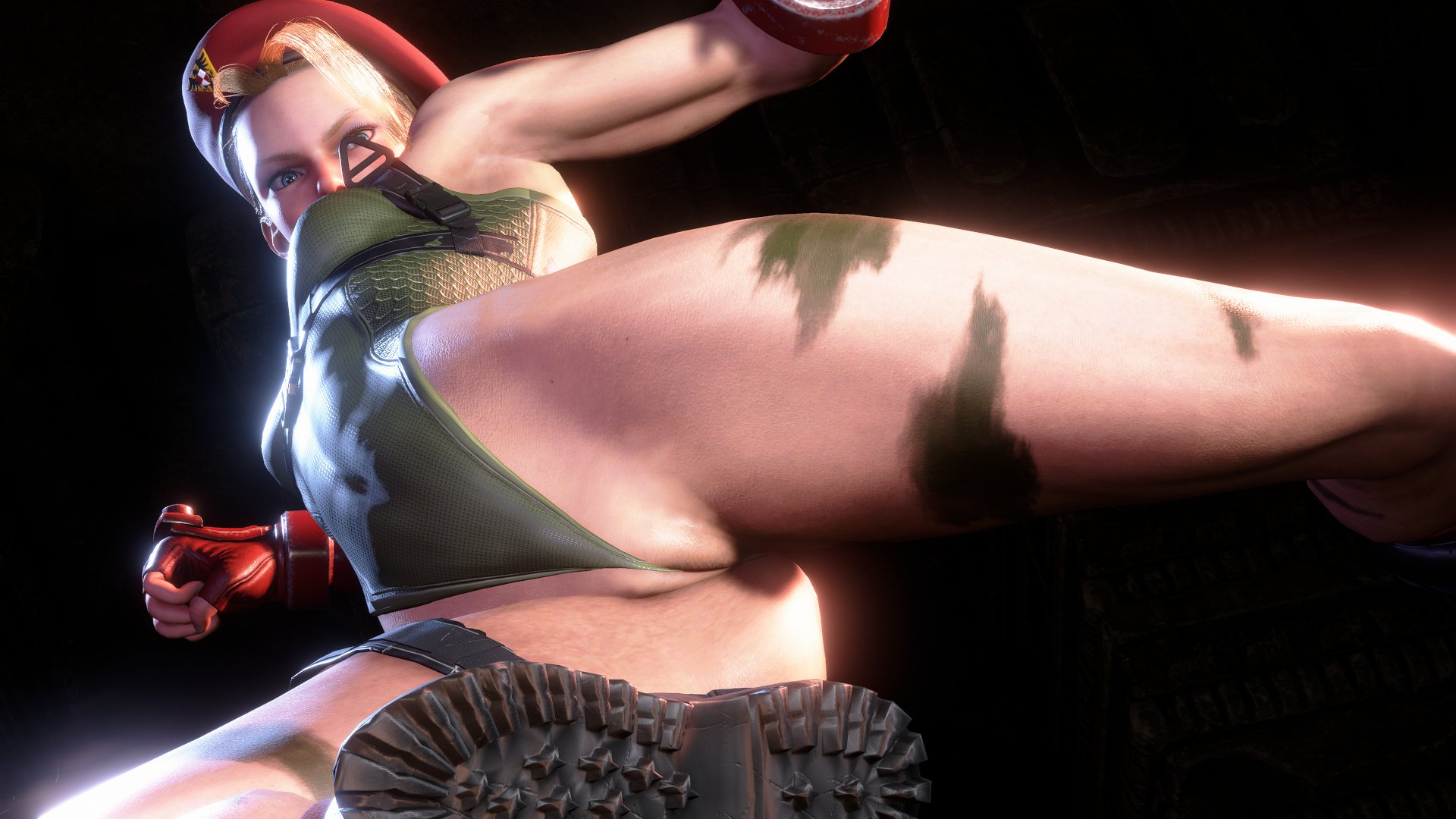1girls, 3d, 3d (artwork), blonde hair, breasts, cammy white, female, leotard, mod, pussy, pussy floss, sf screenshot, street fighter, street fighter 6