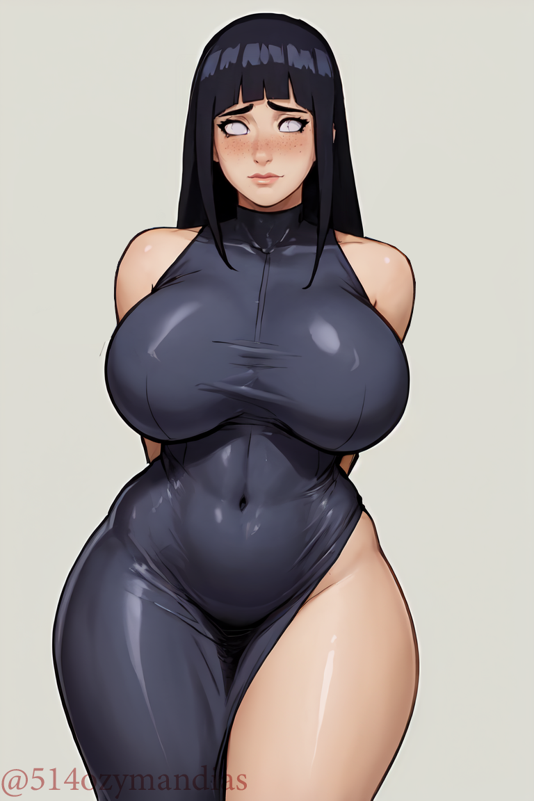 ai_generated huge_breasts hyuuga_hinata latex latex_clothing latex_suit milf mother naruto naruto_(series) naruto_shippuden ozymandias thick_thighs wide_hips