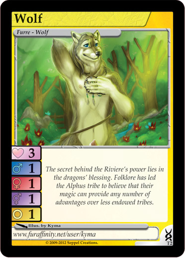 anthro canine card fur furoticon furry kyma looking_at_viewer male male_only nude penis sheath tcg tribes_of_tanglebrook wolf