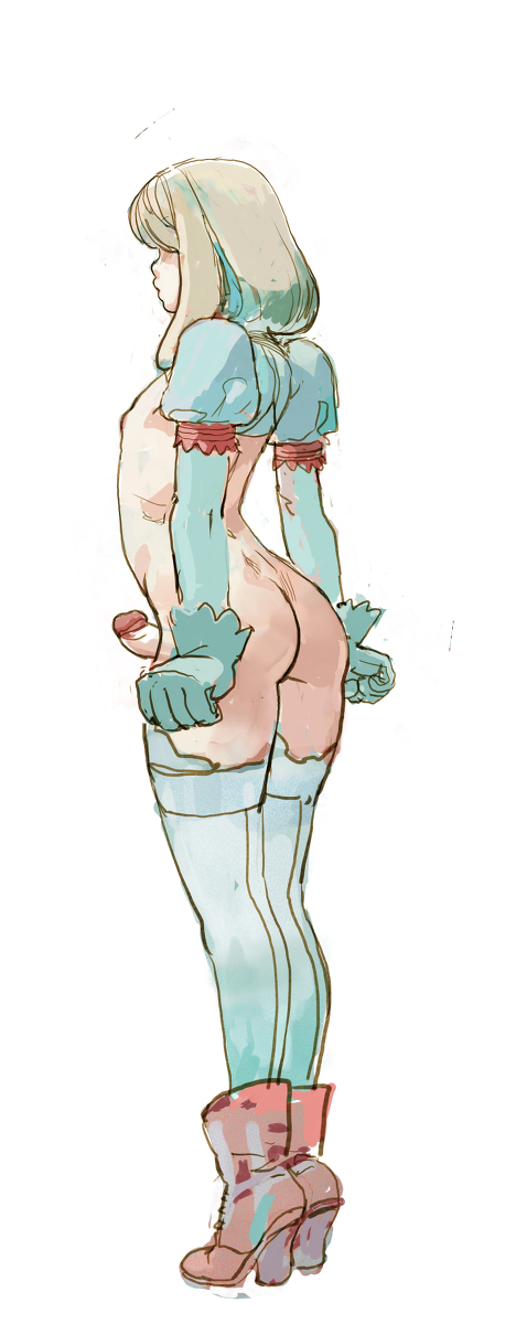 1boy, 1femboy, androgynous, ass, back, blonde hair, boots, crossdressing, elbow gloves, erection, femboy, footwear, full length, full-length portrait, girly, gloves, heels, high heels, human, jjfrenchie, legwear, lingerie, long hair, male, male only, nipples, penis, portrait, puffy sleeves, skinny, solo, standing, stockings, thighhighs