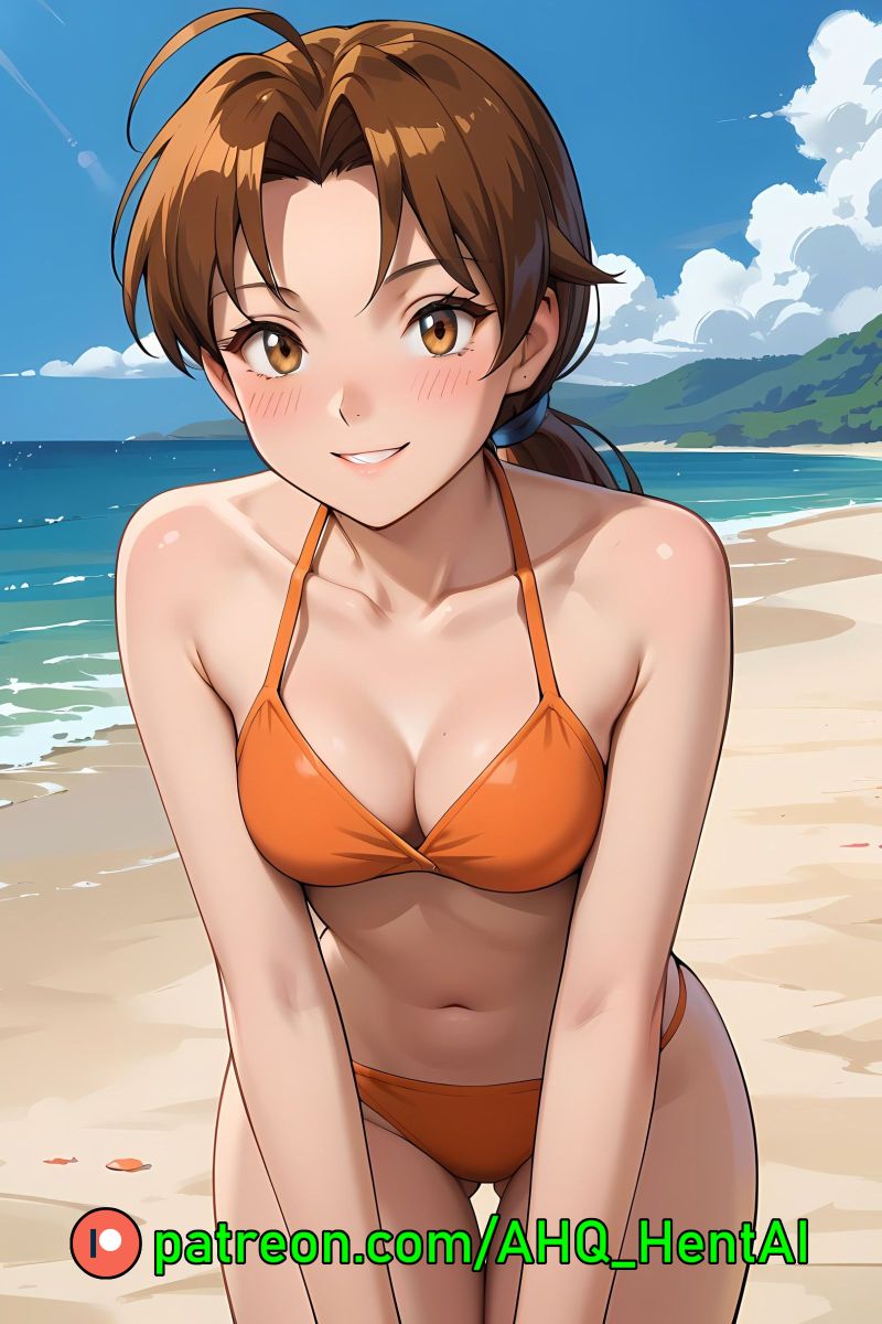 ahq_hentai ai_generated beach bikini blush breasts cute delia_ketchum_(pokemon) female medium_breasts patreon perfect_body pokemon request solo stable_diffusion