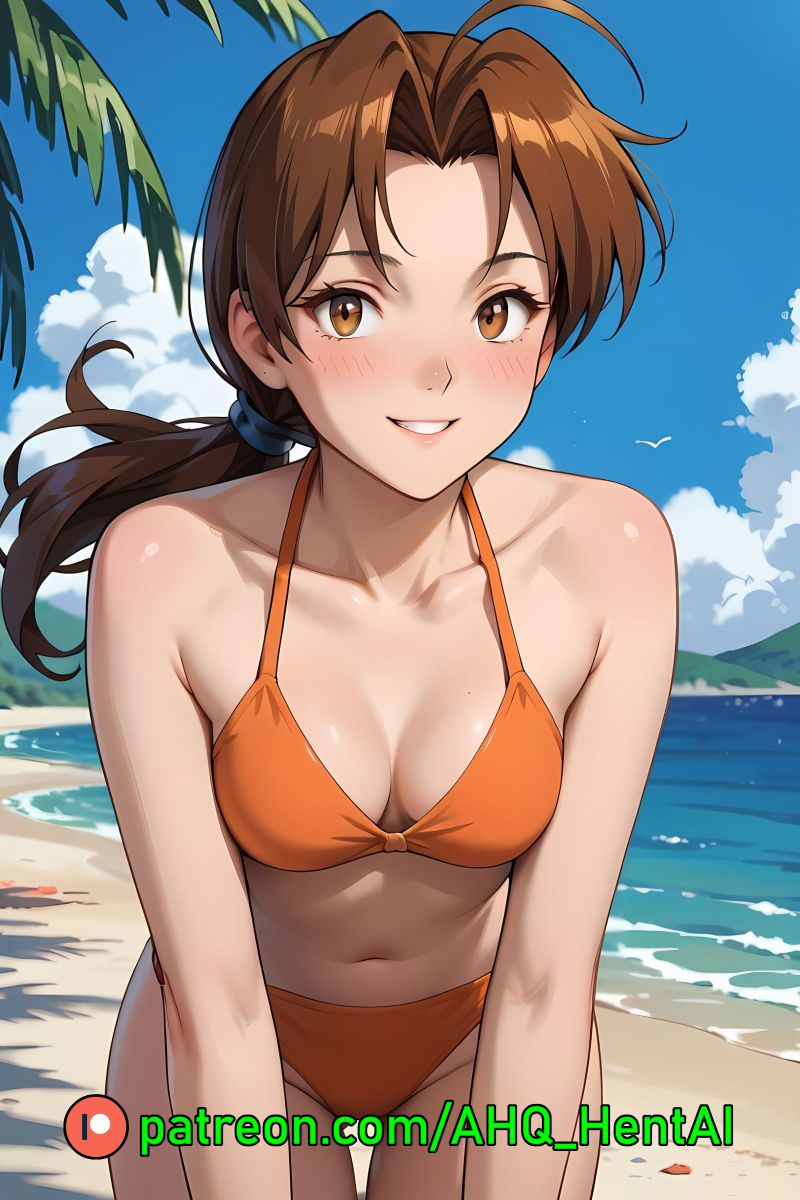 ahq_hentai ai_generated beach bikini blush breasts cute delia_ketchum_(pokemon) female medium_breasts patreon perfect_body pokemon request solo stable_diffusion