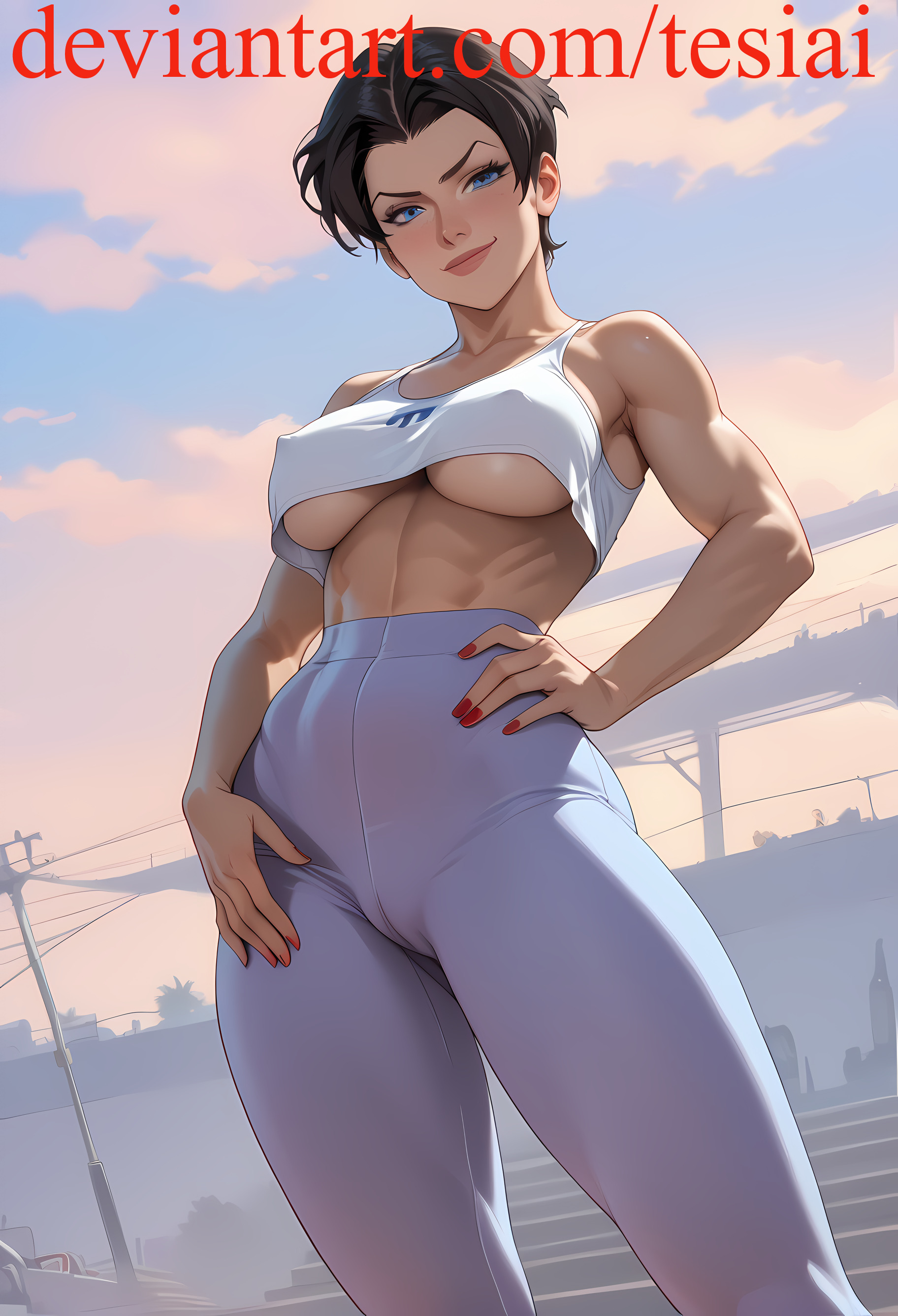 abs, ai generated, alien, alien girl, anissa, ass, big ass, big breasts, breasts, female, female only, invincible, invincible (comics), muscular, muscular female, red nails, tesiai, thick thighs, thunder thighs, viltrumite, wide hips