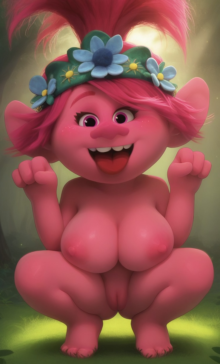 1girls 4_fingers ai_generated anthro anthro_female anthro_focus anthro_only arms_up blush blush blushing_at_viewer blushing_female buckteeth civitai coloredbin.ai coloredbin_ai female female female_anthro female_focus female_only flower_wreath flowers_in_hair forest forest_background freckles front_view full_body full_body_view grass hair_flower hands_up happy happy_expression head_wreath headwear huge_breasts huge_breasts large_breasts large_ears large_nose large_tits magic_particles open_mouth paw_pose petite petite_body petite_female pink_body pink_eyes pink_hair pink_nose pink_pussy pink_skin ponytail queen_poppy short_anthro short_female short_girl shortstack small_female small_girl smaller_female smiling smiling_at_viewer solo solo_anthro solo_female solo_focus squatting squatting_female squatting_pose squatting_position sunlight sunlight_rays thick_thighs tongue tongue_out troll troll_female trolls visible_pussy white_freckles