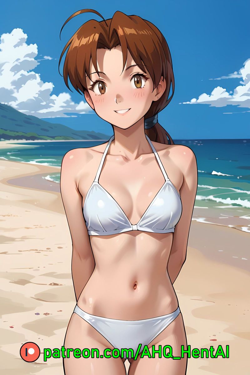 ahq_hentai ai_generated beach bikini blush breasts cute delia_ketchum_(pokemon) female medium_breasts patreon perfect_body pokemon request solo stable_diffusion