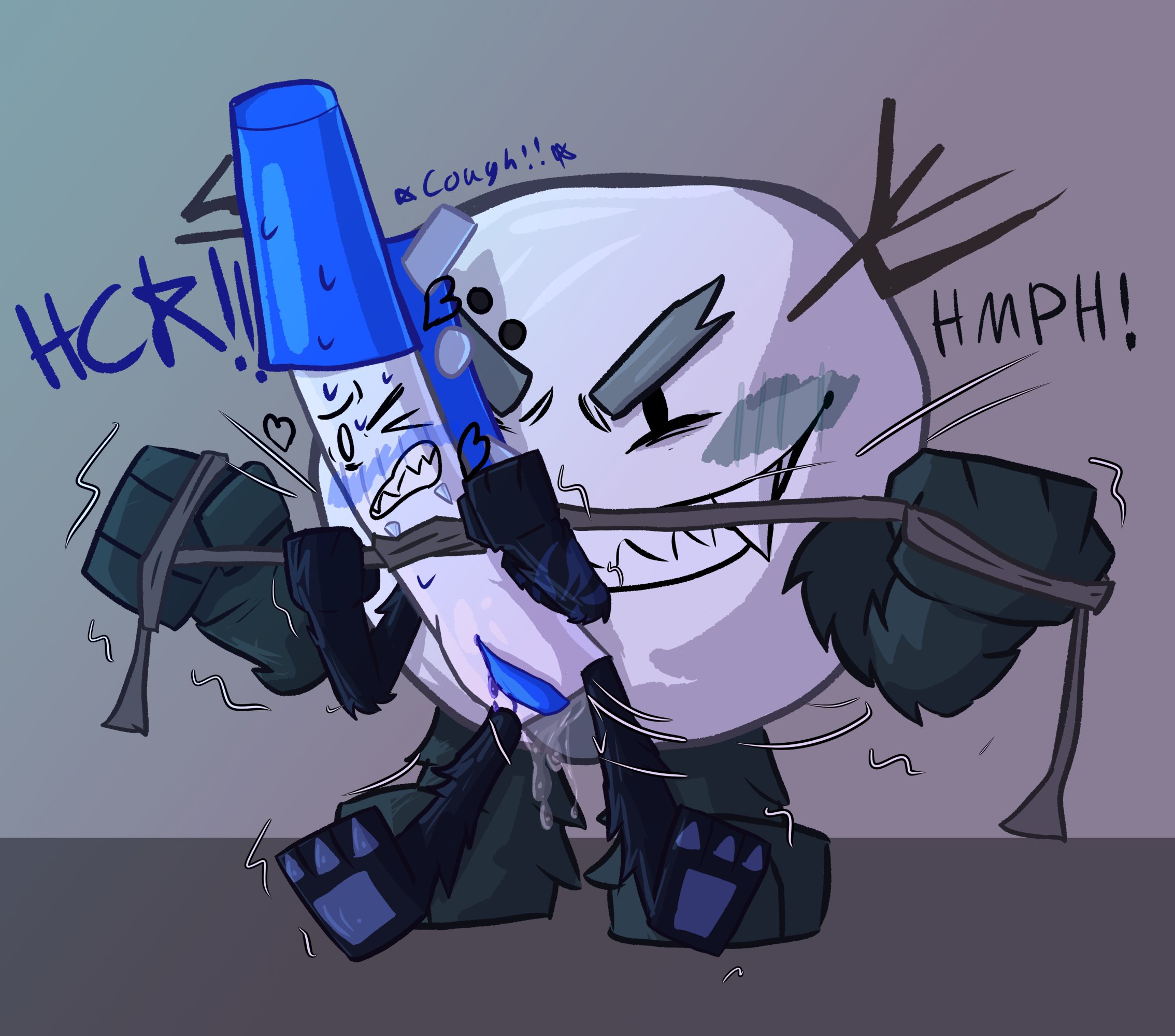 2boys, battle for dream island, belly bulge, bfdi, choking, choking while penetrating, gay, gay sex, male only, male penetrating, male penetrating male, male/male, moaning, object shows, paws, pen (bfdi), piercing, rough sex, size difference, snowball (bfdi), strangling, suffocation, tied up
