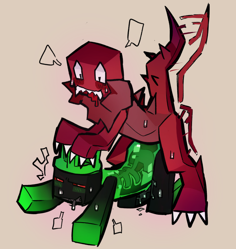 1x1x1x1 anthro_on_humanoid consensual drakobloxxer drooling holding_head roblox robloxian self_upload sixforfivepound tail_wagging transparent_body wargarb