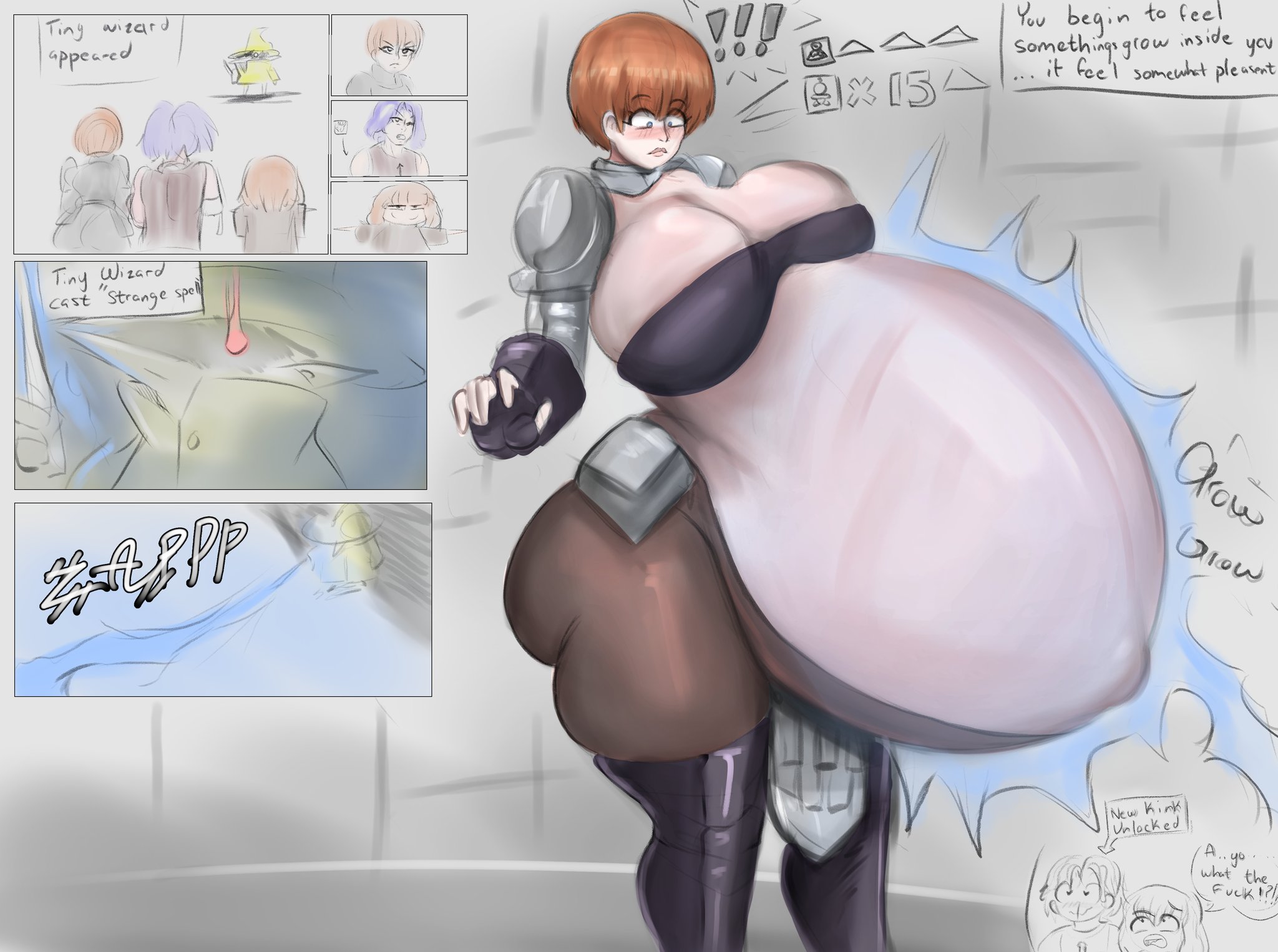 cahara, caitdrawsstuff2, d'arce, english text, fear and hunger, female, female focus, hyper pregnancy, inflation, pregnant, rapid pregnancy, the girl (fear and hunger)