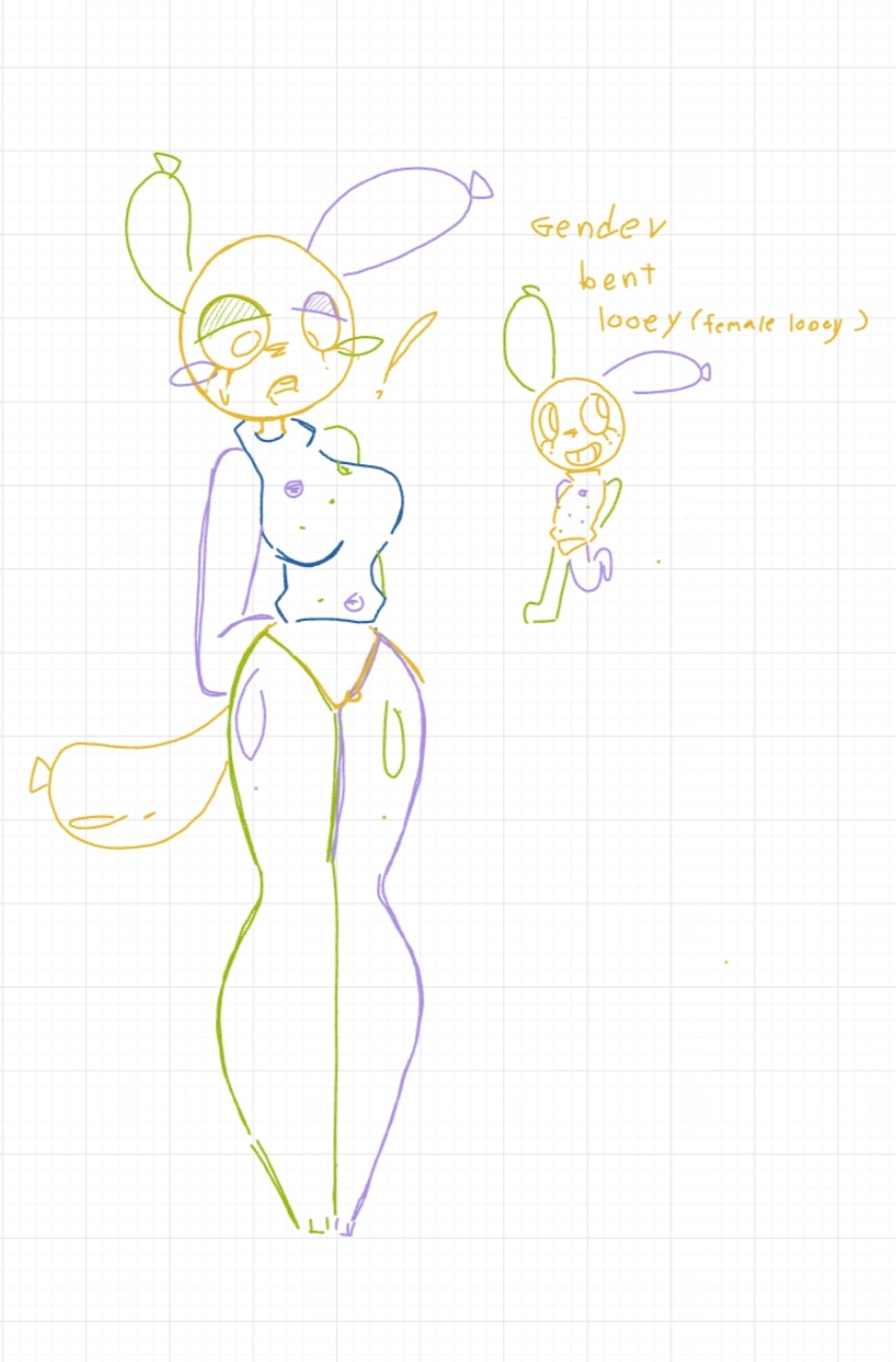 balloon dandy's_world genderbent genderswap_(mtf) half_naked inflateable looey_(dandy's_world) milky_goober