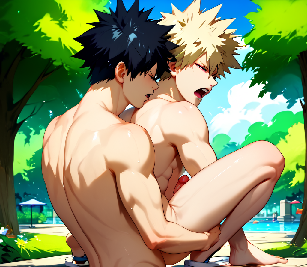 ai_generated anal anal_sex back_view bakugou_katsuki blonde_hair boku_no_hero_academia closed_eyes dark_hair dominant_male fairy_tail feet fit gay gay_sex grabbing_ass grabbing_from_behind gray_fullbuster men open_mouth outdoors outdoors_nudity outdoors_sex penis pleasure_face sex_from_behind spiky_hair standing standing_sex submissive_male trees yaoi