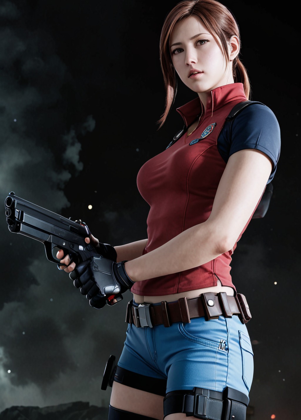 ai_generated claire_redfield hotpants ponytail resident_evil resident_evil_2