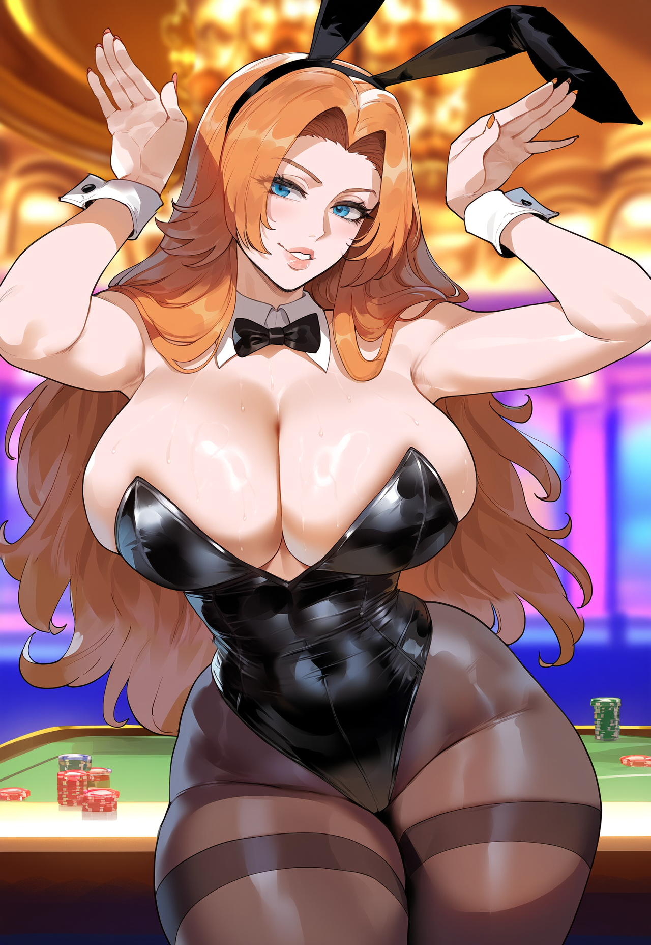 1girls, ai generated, bleach, bleach: the thousand-year blood war, creamy ai, female, light skin, light-skinned female, long hair, matsumoto rangiku, mature, mature female, milf, mommy, orange hair, solo, tagme