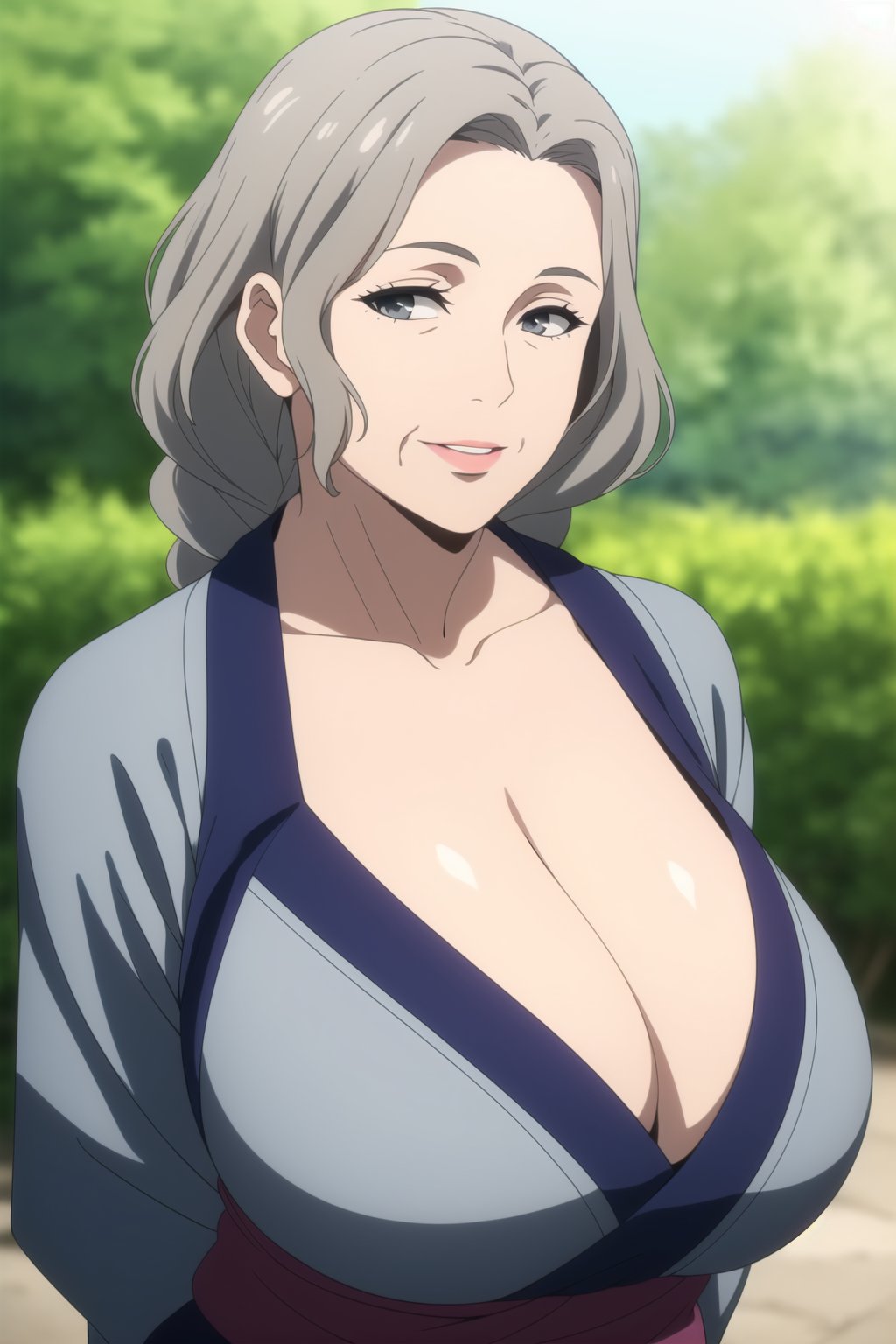 ai generated, big breasts, breasts, breasts bigger than head, cleavage, female, gilf, grandmother, huge breasts, mature female, ultrahentaisai