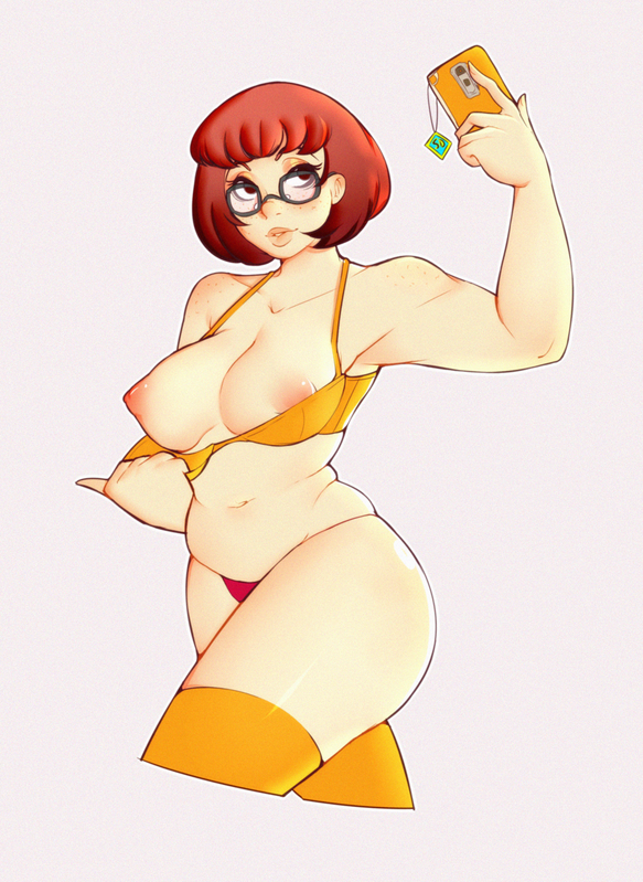 big_breasts female female_only hanna-barbera mitalice nipples scooby-doo solo velma_dinkley voluptuous