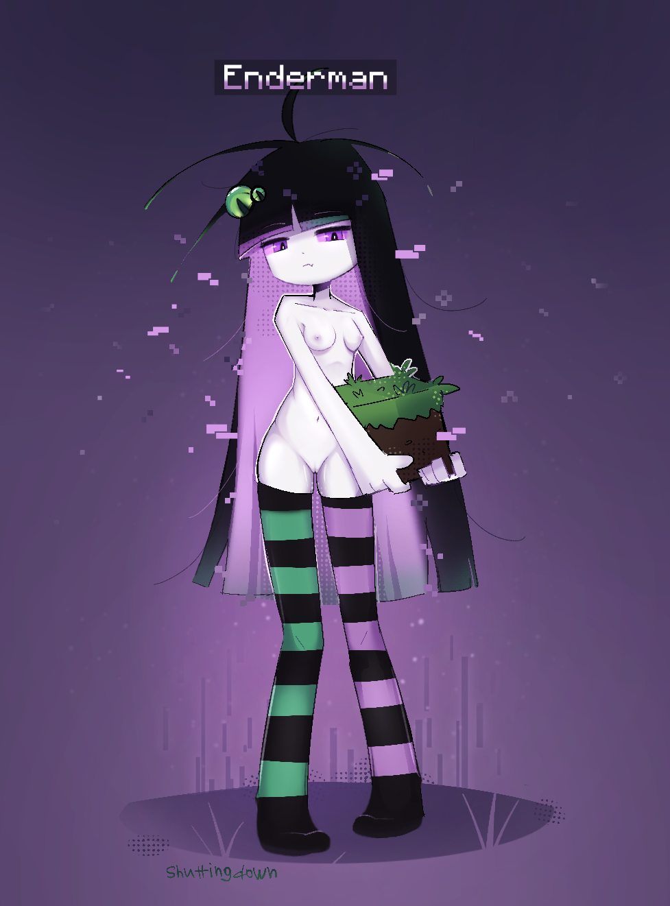 1girls alternate_species enderman enderwoman female female_only hybrid minecraft minecraft_mob panty_&_stocking_with_garterbelt solo stocking_anarchy tagme