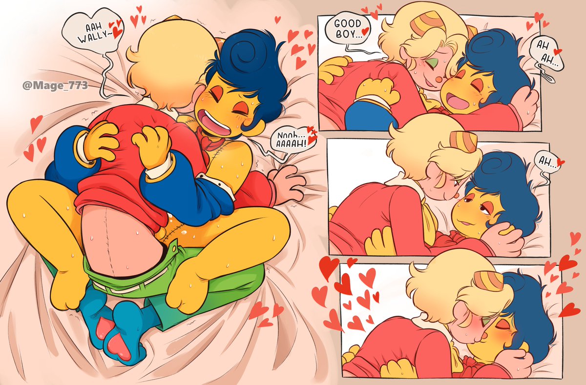 2boys, after sex, gay, genderswap, genderswap (ftm), julie joyful (welcome home), male, missionary, rule 63, strap-on, strapon, wally darling (welcome home), welcome home (puppet show)
