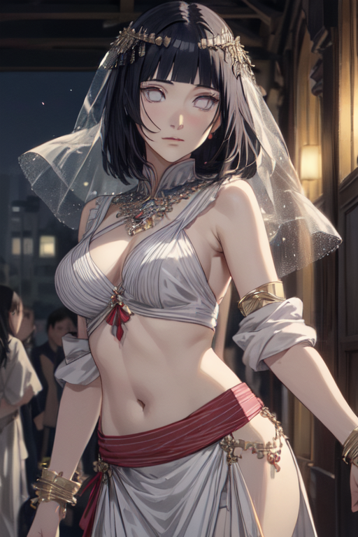 ai_generated arabian_clothes belly belly_dancer belly_dancer_outfit blue_hair boruto:_naruto_next_generations bracelet byakugan cleavage dancer dancer_outfit erotic_costume exotic exotic_dancer hair_ornament harem_outfit hourglass_figure hyuuga_hinata jewelry milf naruto naruto_(series) naruto_shippuden skirt thigh_window