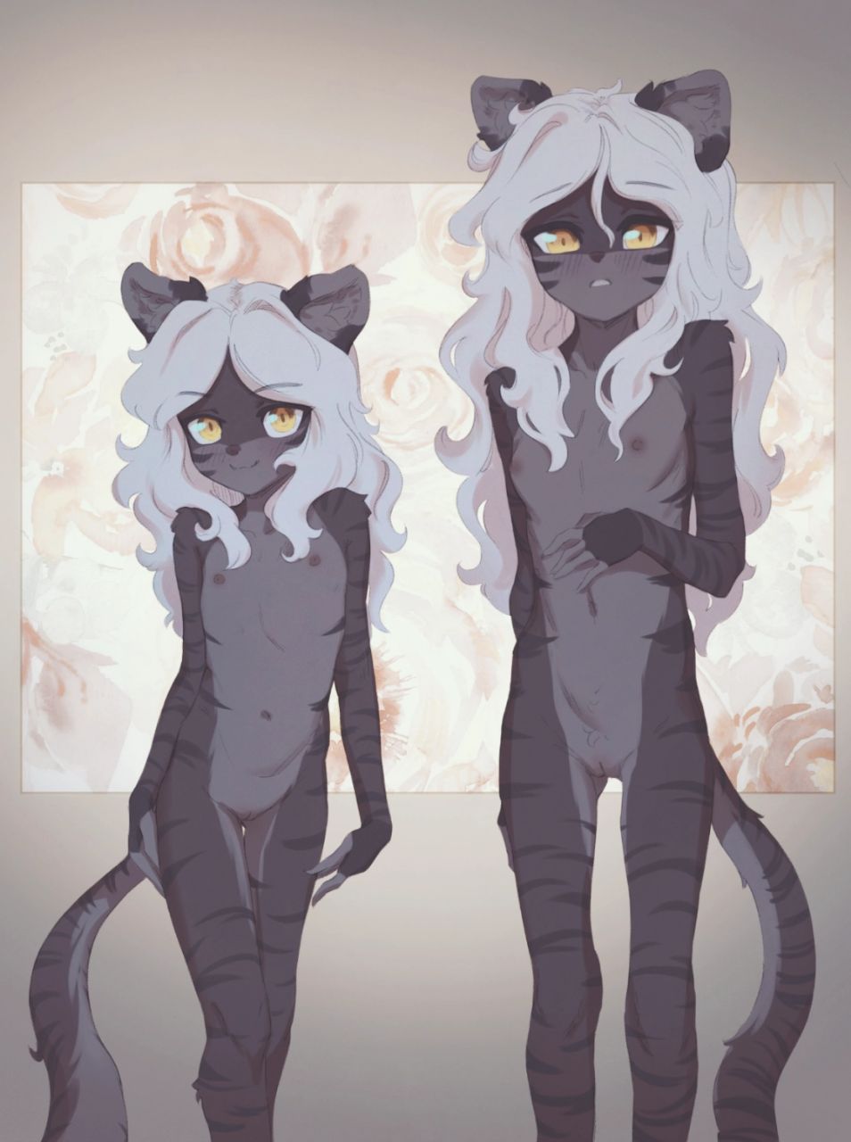 1girls, age progression, amalia (claralaine), animal ears, animal tail, anthro, anthro female, breasts, budding breasts, butterchalk, cat girl, catgirl, cleft of venus, completely nude, completely nude female, cub, cute, ears, female, female anthro, female cub, female only, flat chest, flat chested, flowing hair, fur, furry, gold eyes, height difference, hips, labia, long hair, looking at viewer, navel, nipples, nude, nude female, petite, presenting, pussy, skinny, small breasts, smile, tail, thigh gap, thighs, vulva, white hair, young, young anthro, young female