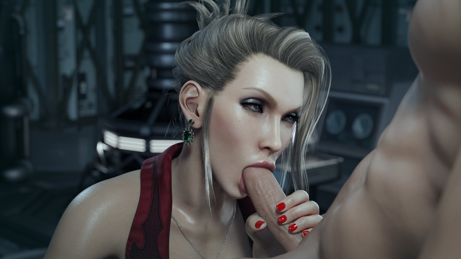 3d, big breasts, blonde female, blonde hair, bluelight, breasts, cfnm, clothed female nude male, dominatrix, elegant, female, female dominating male, female domination, female focus, femdom, final fantasy, final fantasy vii, final fantasy vii remake, makeup, male, mature female, milf, penis, scarlet (ffvii)