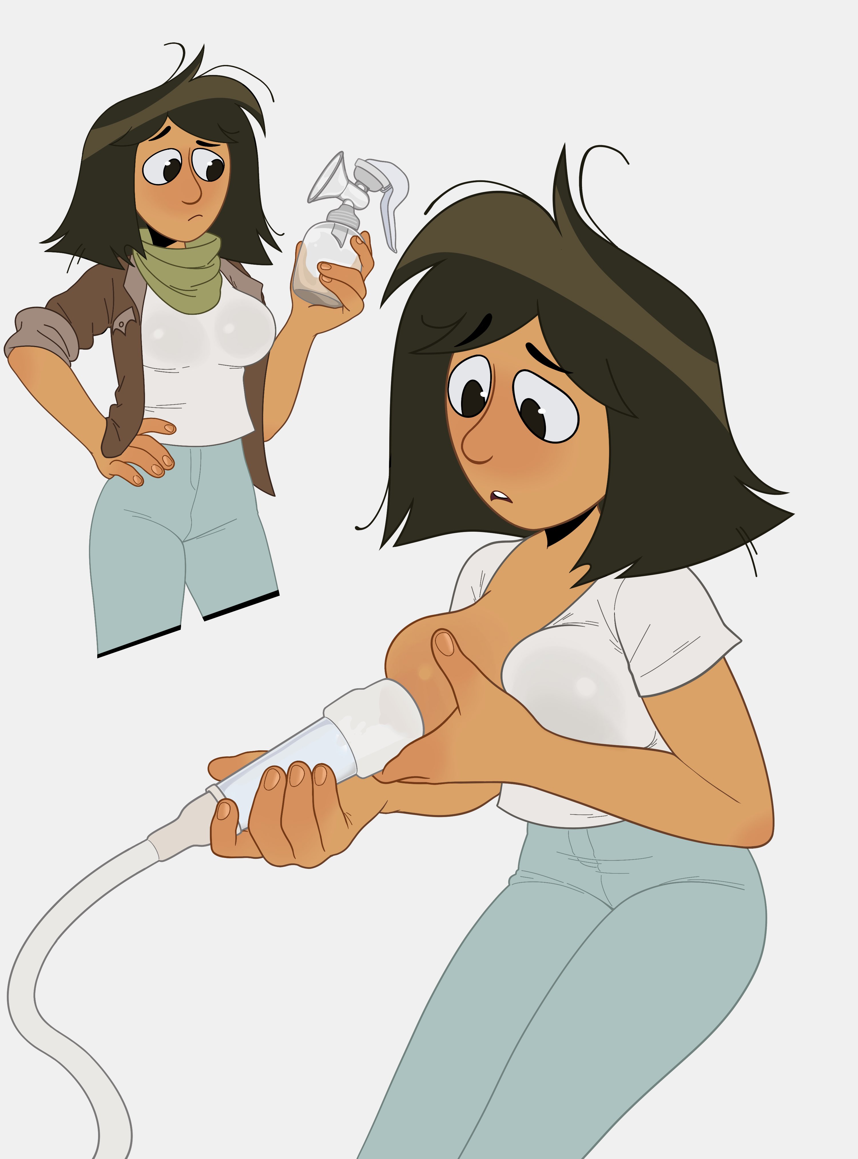 10centsworth, 1girls, 2d, big breasts, breast milk, breasts, breasts out, disney, disney channel, female, jewish, lactation, leah stein-torres, milf, milk, milking, milking breasts, tagme, the ghost and molly mcgee, white background