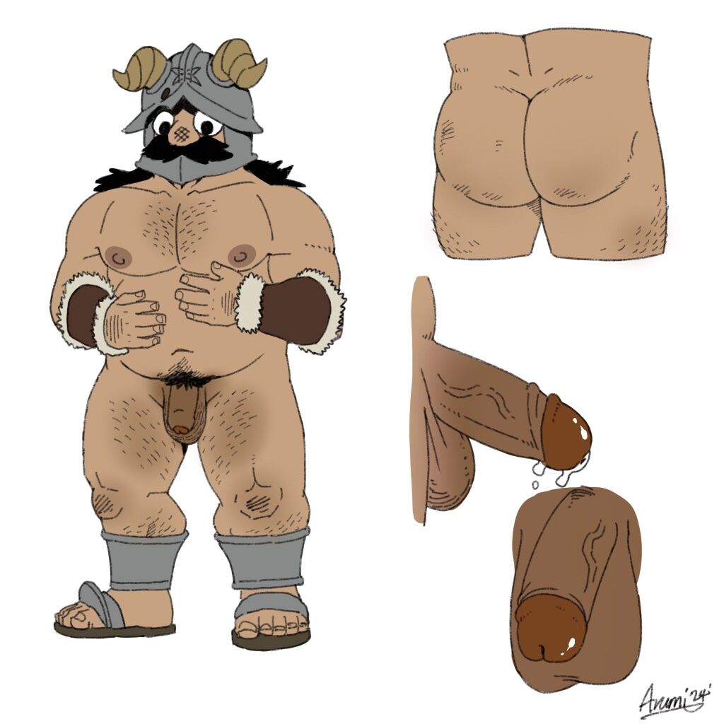 1boy alternate_facial_hair arumi87922 ass bara beard belly boner brown_hair completely_nude disembodied_penis dungeon_meshi dwarf erection facial_hair fake_horns flaccid hairy hand_hair hands_up helmet horned_helmet horns loincloth long_beard male_focus male_only male_pubic_hair multiple_views muscular muscular_male navel navel_hair nipples nude penis plump precum precum_drip pubic_hair senshi_(dungeon_meshi) solo solo_male sparse_chest_hair sparse_leg_hair standing stomach thick_mustache thick_thighs thighs uncensored very_long_beard