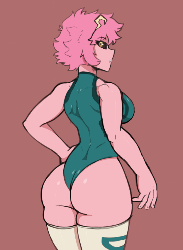 1girls, ass, female, leotard, mina ashido, my hero academia, pink hair, pink skin, ragingbarbarians, thighhighs
