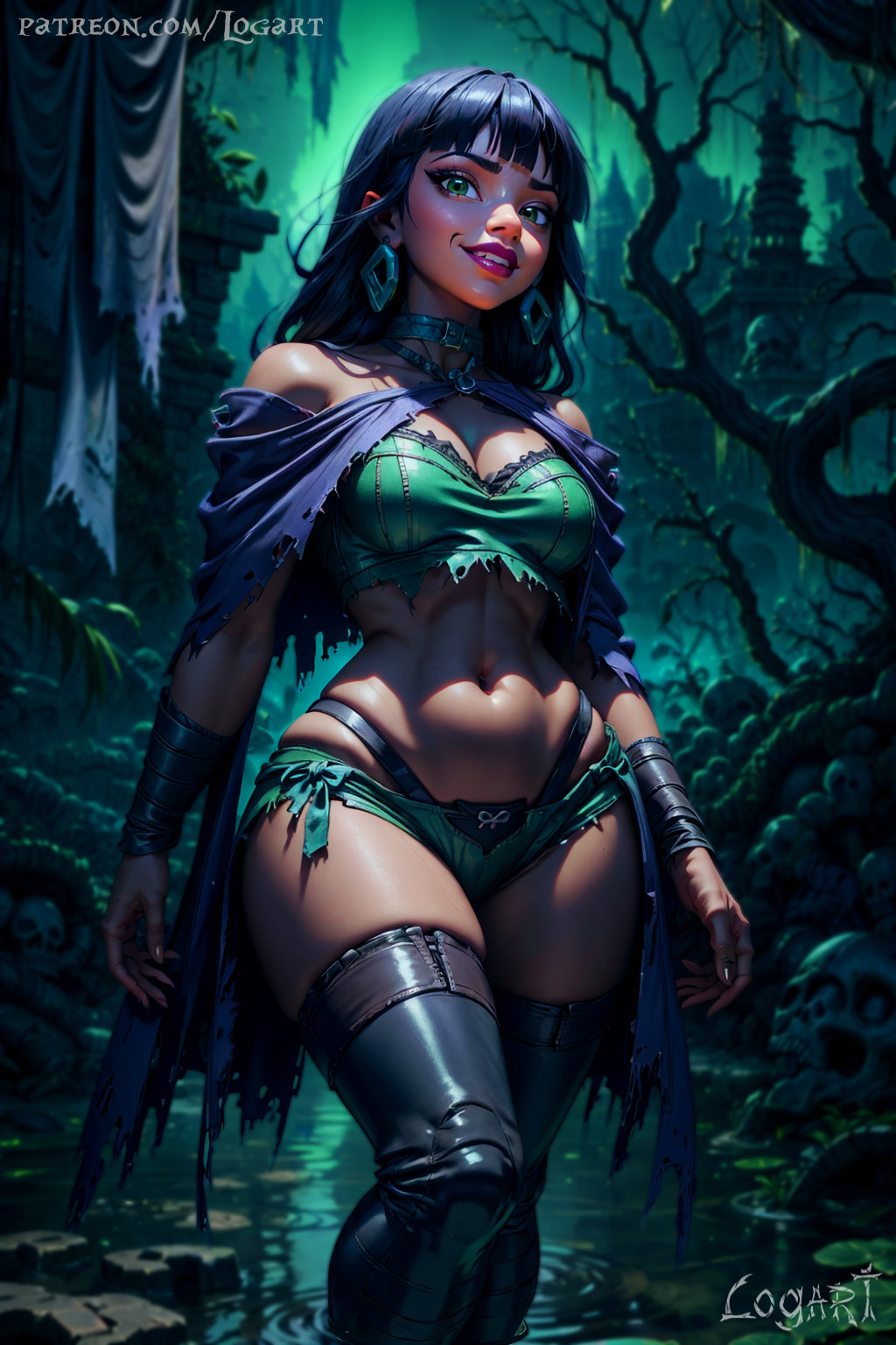 1girls absurdres ai_generated big_breasts black_hair brown_skin chel cleavage detailed dreamworks earrings female female_only high_quality highres hourglass_figure large_breasts leak leaked logart seductive sensitive smile solo stable_diffusion tagme the_road_to_el_dorado thick_thighs