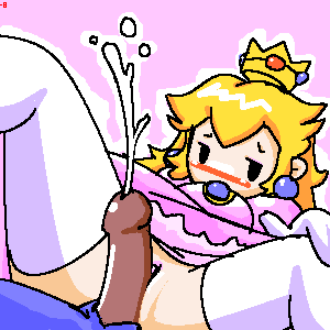 1boy 1girls artist_self-insert blonde_hair blush cum embarrassed female human interracial looking_away male male/female mario_(cosplay) mario_(series) minus8 minus8_(character) nintendo penis princess_peach pussy spread_legs straight straight_hair super_mario_bros. thighhighs tribadism_on_penis