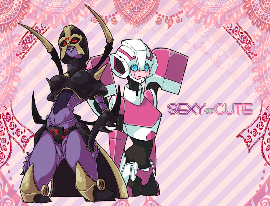 2girls arcee arcee_(tfa) big_breasts blackarachnia blackarachnia_(tfa) blush female female_only multiple_girls robot robot_girl tagme transformers transformers_animated unknown_artist