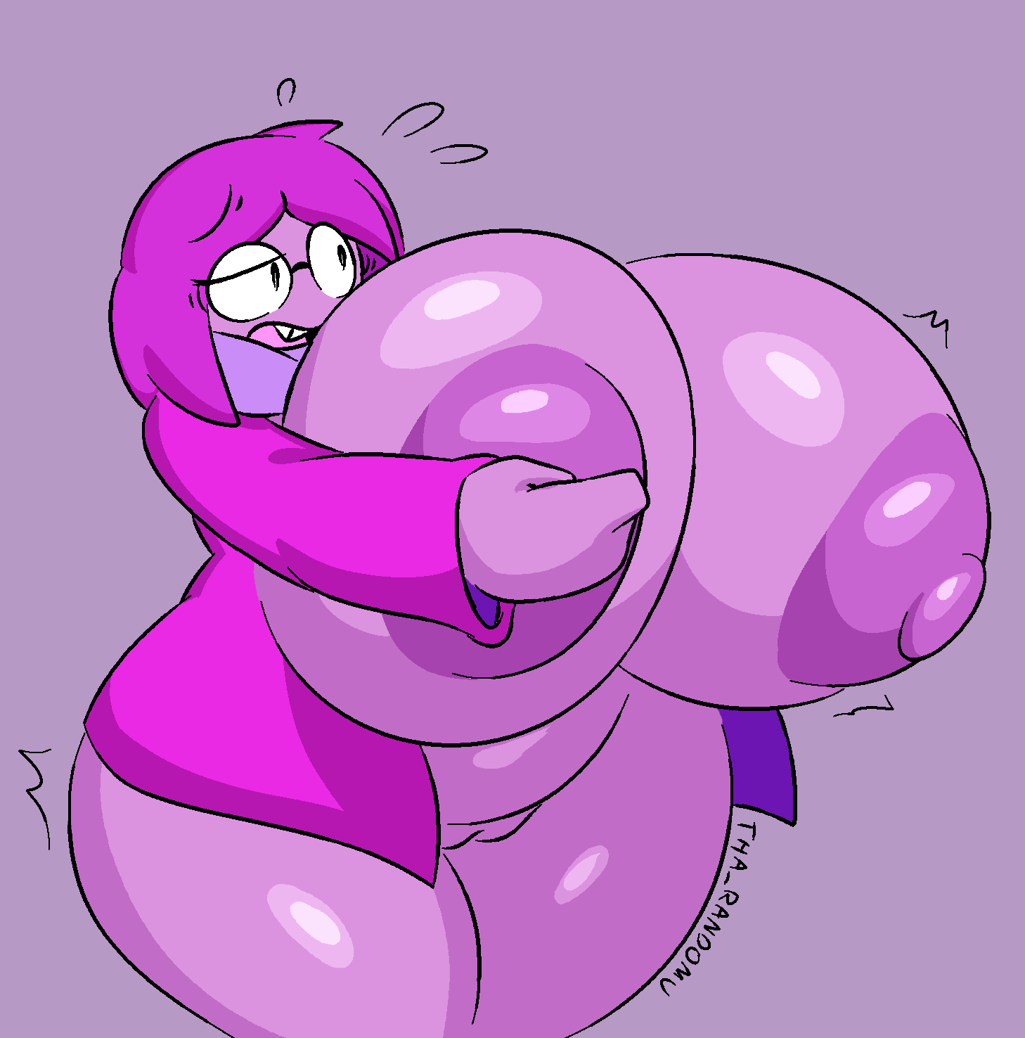 big ass, big breasts, big thighs, breasts out, covering breasts, deltarune, deltarune chapter 5, female, female only, hi res, huge ass, huge breasts, huge butt, huge thighs, nervous, purple body, pussy, seth (deltarune), solo female, tagme, tha randomu, trandomu, undertale (series)