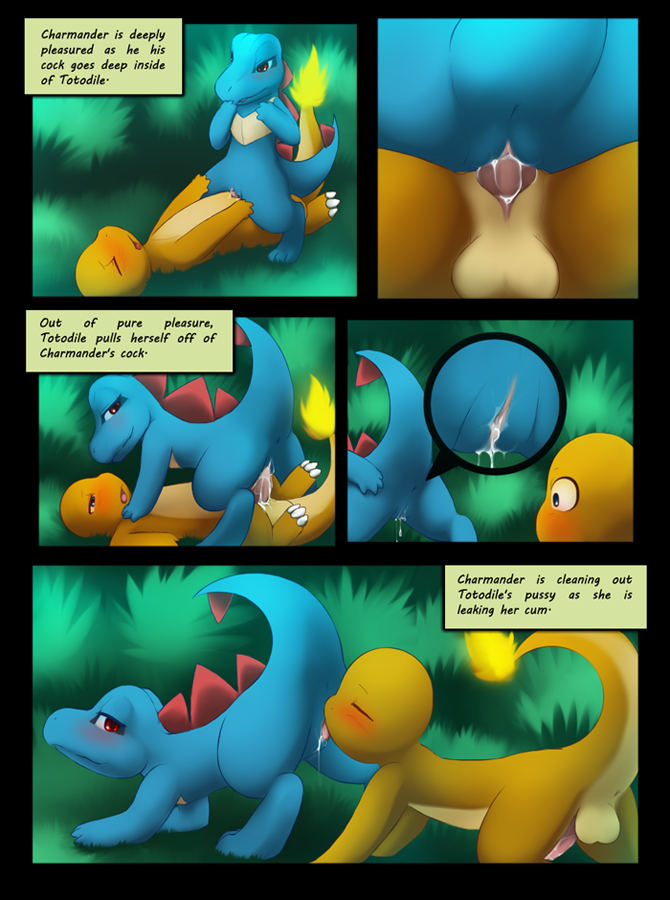 charmander comic cum cum_inside darkmirage english_text female fire licking male nintendo penis pokémon_(species) pokemon pokemon_gsc pokemon_rgby pussy tail tail_fire tongue totodile