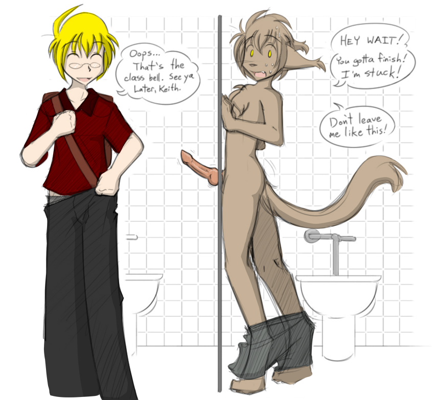 anthro basitin canine erection eric_vaughan fur furry glory_hole human keith_keiser knot penis toilet tom_fischbach twokinds webcomic