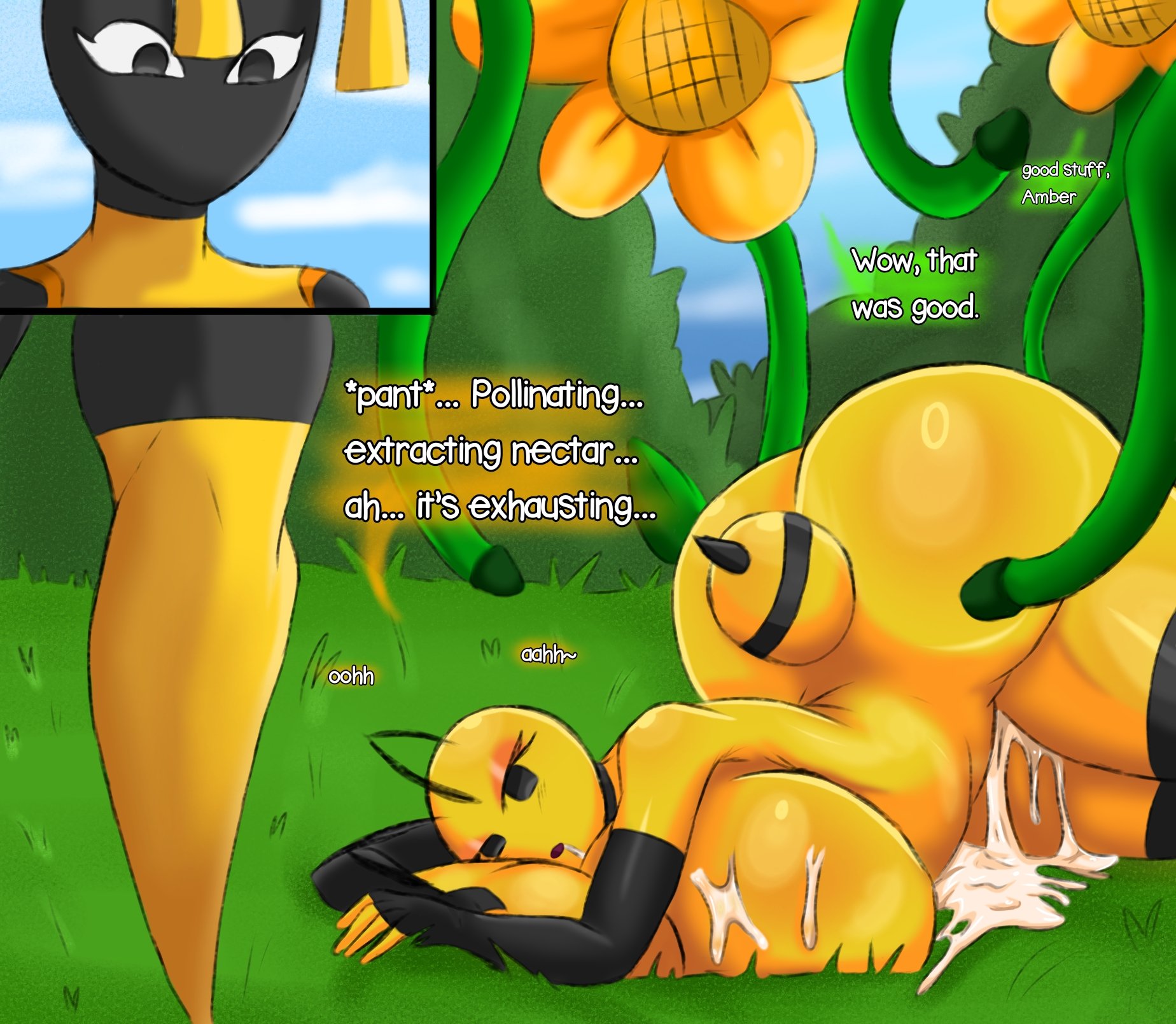 2girls, amber the bee (golden toad), ass, bee, bee girl, big ass, cum, cum in pussy, cum inside, female, female focus, female only, golden toad, insects, tagme, thick thighs, thighs, wasp, whisper the wasp (golden toad)