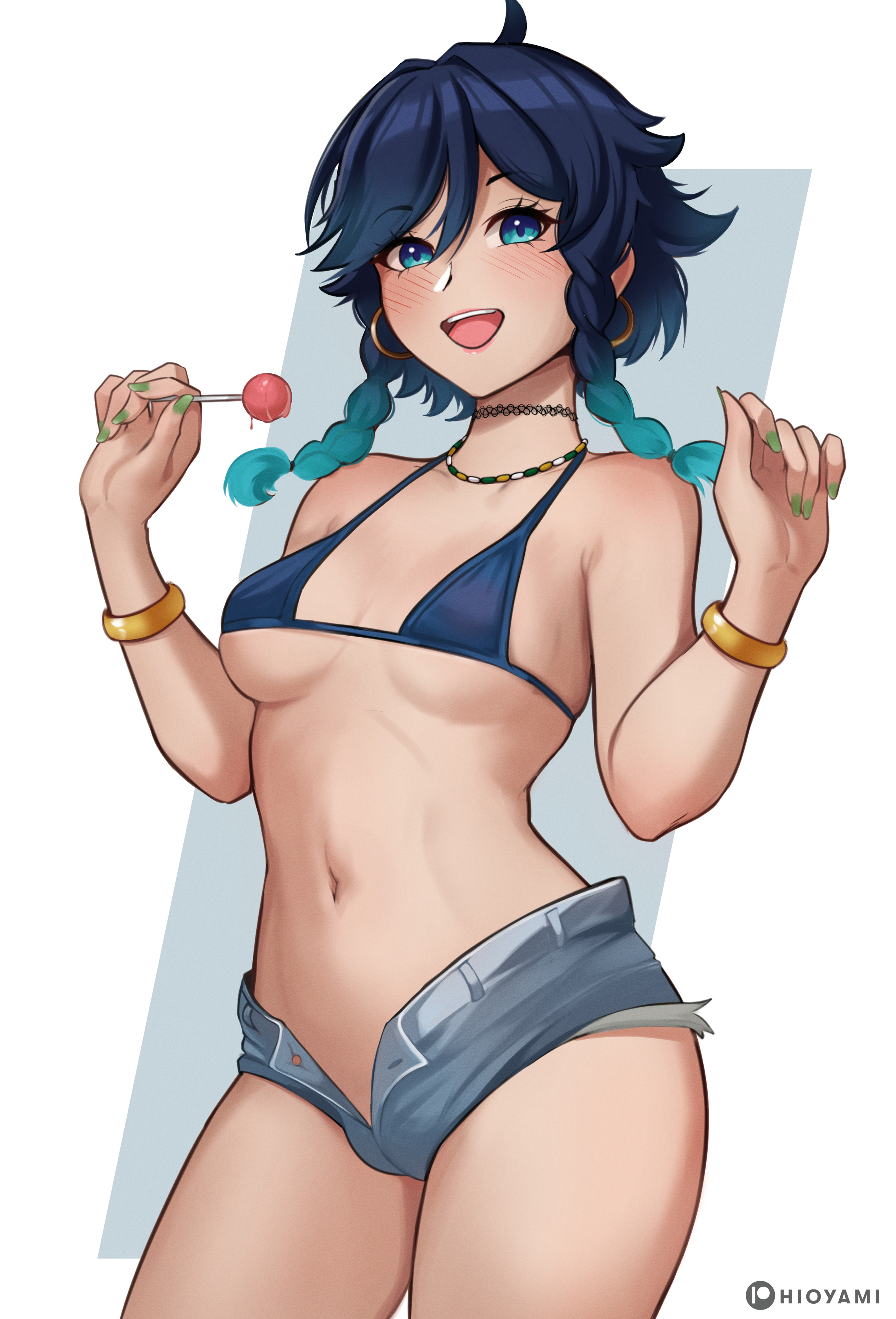1girls, big breasts, blush, blushing at viewer, breasts, curvaceous, curvy, curvy female, female, female focus, female only, genshin impact, hi res, highres, hioyami, hoyoverse, light skin, light-skinned female, looking at viewer, rule 63, slim waist, solo, solo female, solo focus, thick thighs, thighs, venti (genshin impact), wide hips