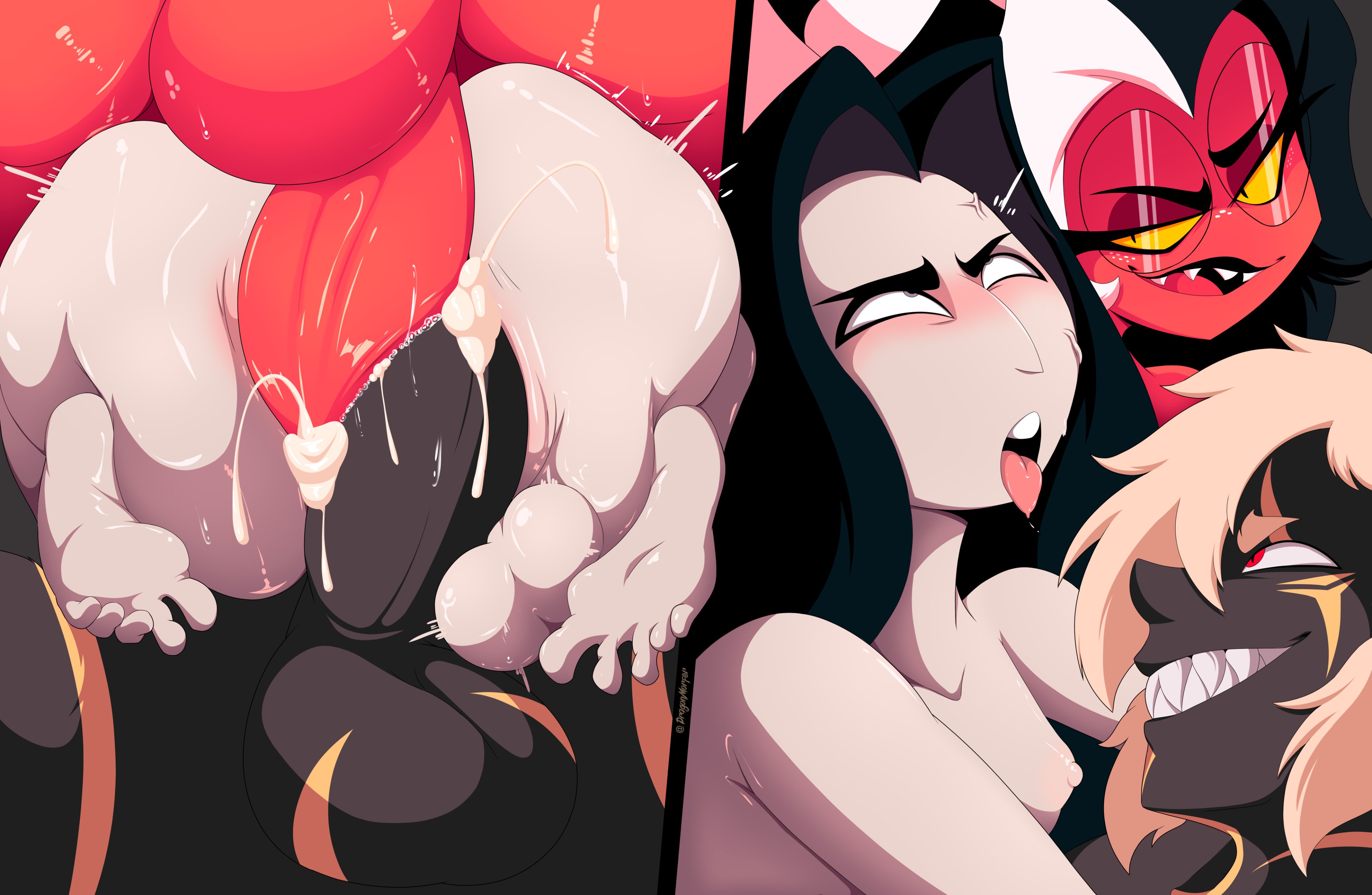 1femboy, 2futas, 2girls, ahe gao, ahegao face, balls, big butt, big butt (male), big cock, big dick, big penis, dominant futa, dominant male, dragonmorfer, fat ass, feet, femboy, fully nude, futa on femboy, futa on male, futa/male, futanari, hazbin hotel, hyper ass, hyper butt, male, male/male, nude, pendleton (hazbin hotel), sexy, sir pentious (hazbin hotel), sir pentious (human form), spitroast, spitroasting, submissive male, threesome, vivienne medrano