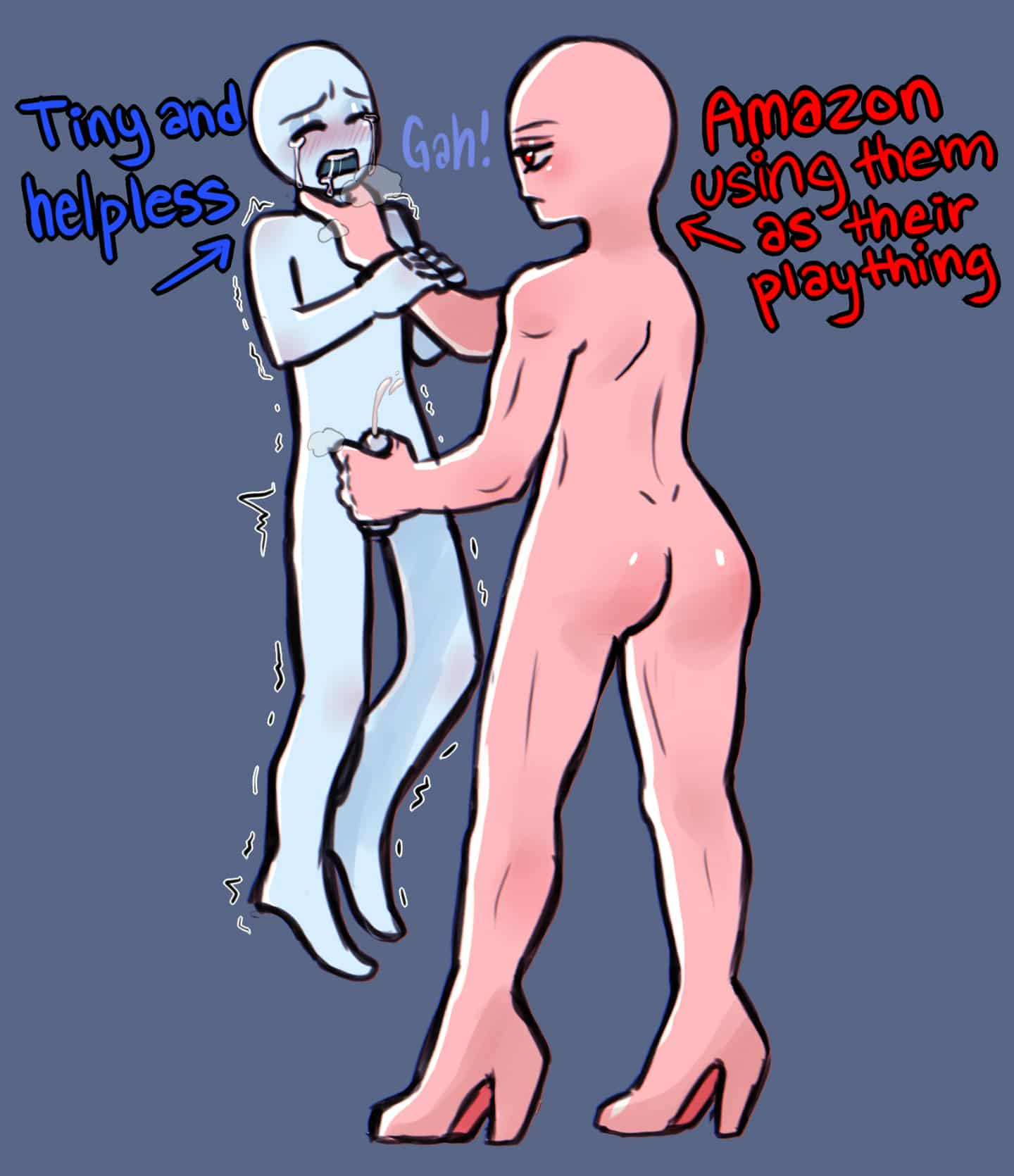1boy, 1female, 1girls, 1male, amazon, ambiguous gender, anon, big dom small sub, bigger female, blushing, closed eyes, crying, crying with eyes closed, cum, cumming, femdom, hand on neck, handjob, heels, malesub, muscular, muscular female, nastylilbirb, original, questionable consent, rape, reverse rape, shaking, ship dynamics, size difference