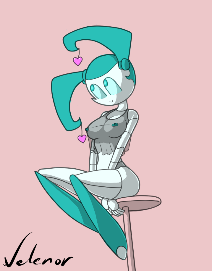 1girls 2d alternate_breast_size breasts camisole cute female female_only heart hourglass_figure humanoid jenny_wakeman my_life_as_a_teenage_robot robot robot_girl robot_humanoid see-through solo velenor xj-9