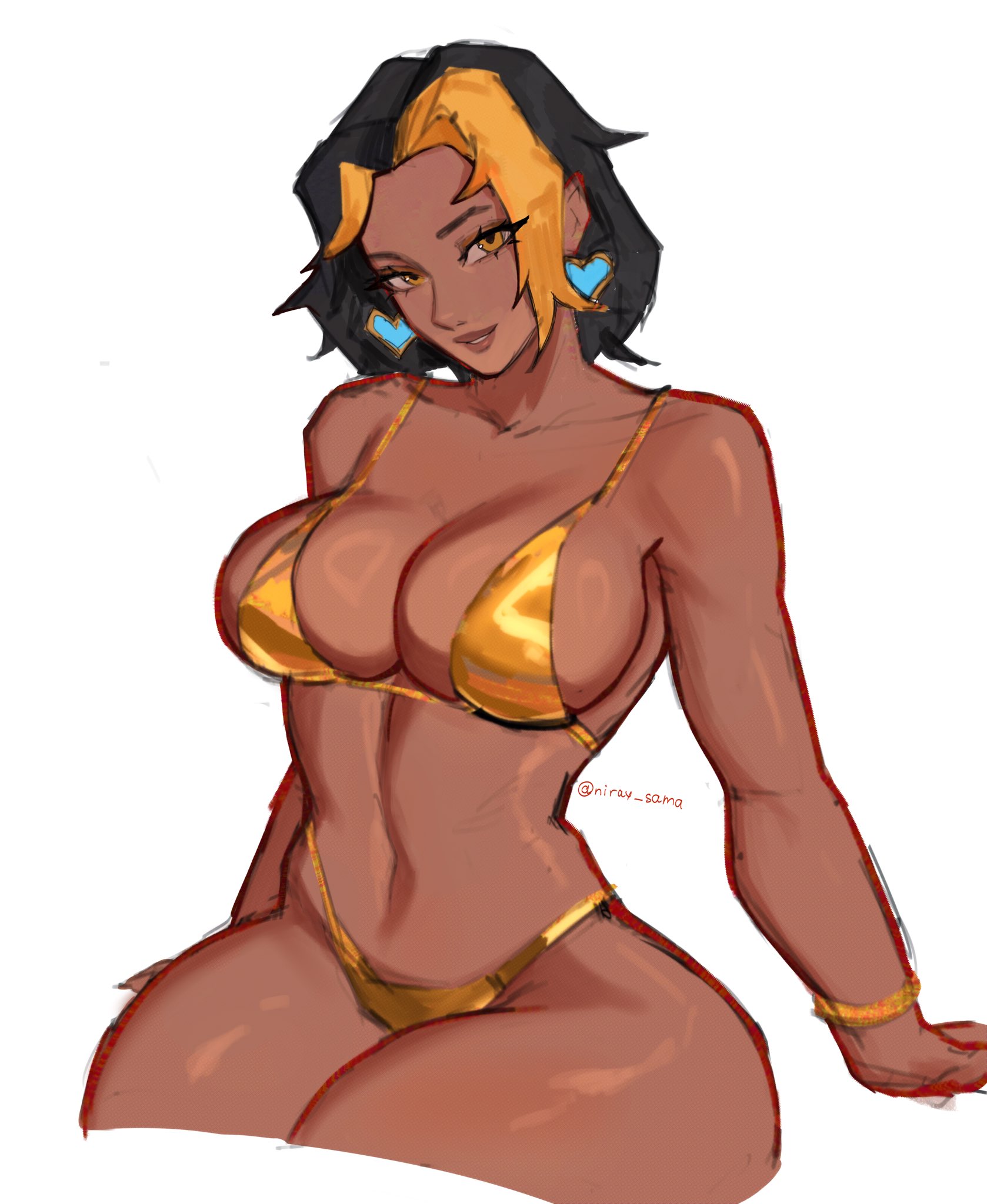 1girls, african female, breasts, curvy female, curvy hips, curvy milf, dark skin, dark-skinned female, domina, female, female focus, female only, female torso, large breasts, looking at viewer, milf, niray sama, overwatch, solo, thick thighs, thighs, wide hips