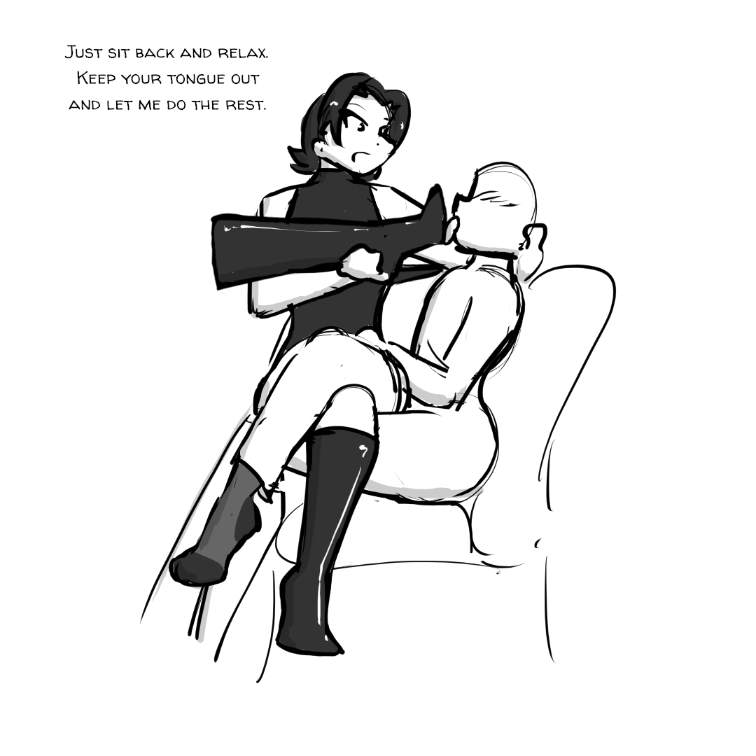, 1boy, 1girls, 2d, ass, black and white, boot fetish, boot licking, boot worship, boots, boots removed, celera prime, dominant female, dominatrix, english, english text, female, femdom, femdom caption, foot fetish, footwear, gentle femdom, gentle mommy, high heel boots, high heels, knee boots, leather, leather boots, long legs, male, milf, mimi (celera prime), monochrome, older female, older female and younger male, original, original character, original characters, patent boots, shiny boots, shoe fetish, shoes, shoes removed, short hair, short-haired female, sitting on lap, socks, socks and shoes, submissive male, tight clothes