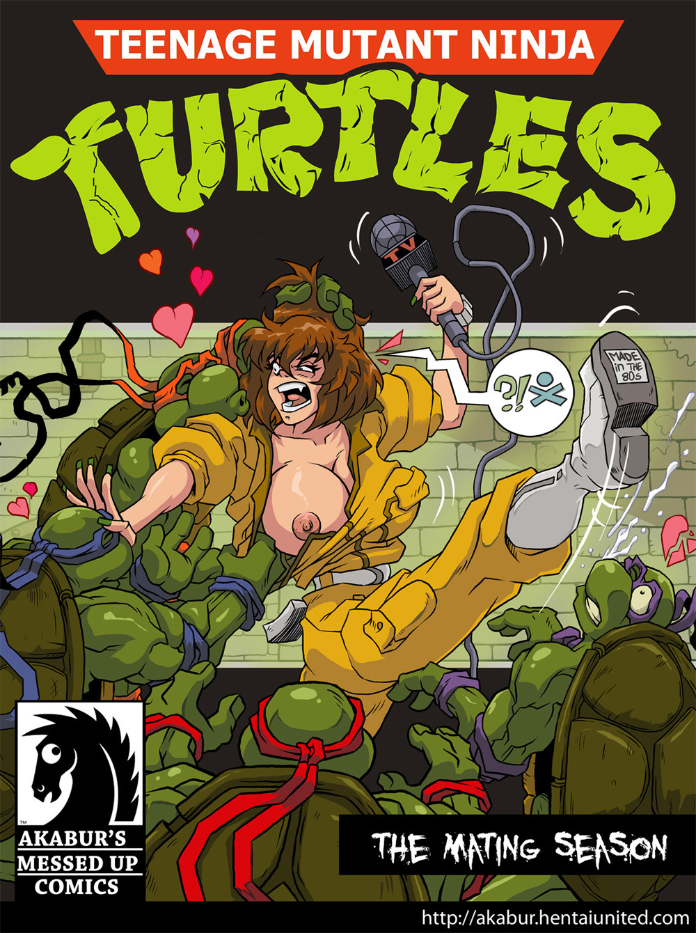 1girls, 4boys, akabur, angry, april o'neil, april o'neil (tmnt 1987), breasts, brother, brothers, comic, donatello, female, imminent rape, large breasts, leonardo, male, michelangelo, molestation, nipples, raphael, teenage mutant ninja turtles, tmnt 1987