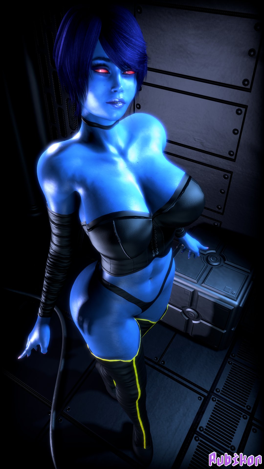 1girls 2d alien alien_girl arm_behind_back arm_up arm_warmers armwear big_breasts black_clothing black_sclera blue-skinned_female blue_body blue_hair blue_skin border breasts chiss cleavage curvy ero_(swtor) erochiss eyes female female_only garter_belt garter_straps gesture gesturing_at_viewer grey_background hair happy humanoid legs lewd lingerie looking_at_viewer massive_breasts midriff open_eyes original_character red_eyes rubikon_(artist) shiny_hair shiny_skin shirt short_hair signature sitting sleeveless smile socks solo star_wars star_wars:_the_old_republic stockings thick_thighs thighhighs thighs tubetop updated_art voluptuous voluptuous_female