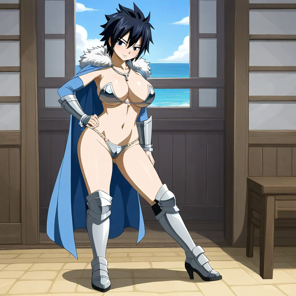 ai_generated black_hair fairy_tail genderswap_(mtf) gray_fullbuster sensual short_hair white_skin