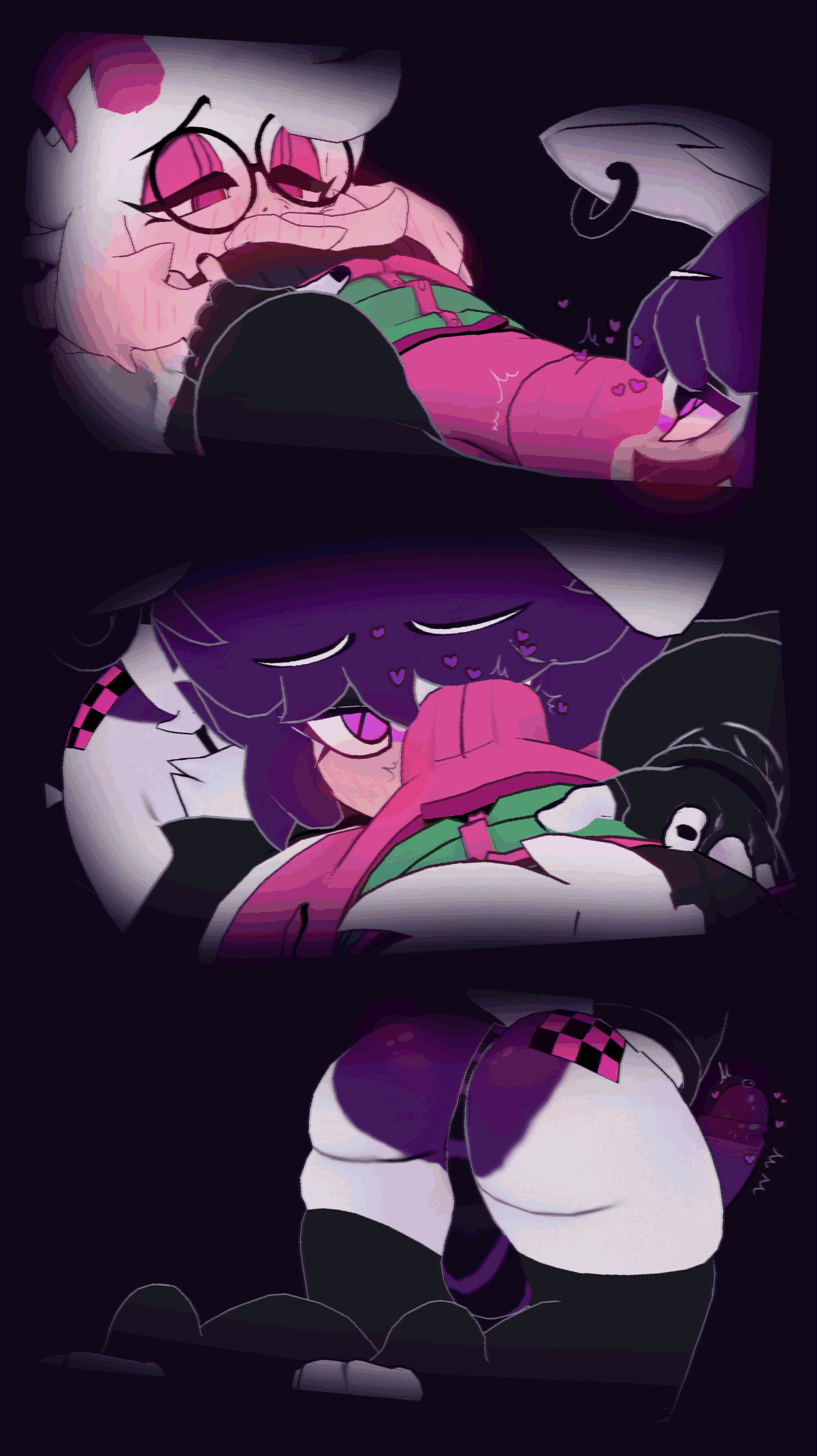 2boys 2d ass_focus awe blush bulge character_request cock_awe color colored covered_eyes cryptiacurves dat_ass deltarune fat_ass femboy femboydom femboysub furry_only gay_male glasses goat huge_ass markings nervous nervous_face on_knees original original_character panties piercing purple_fur purple_hair ralsei ralsei_with_white_fur short_hair shy submissive_male