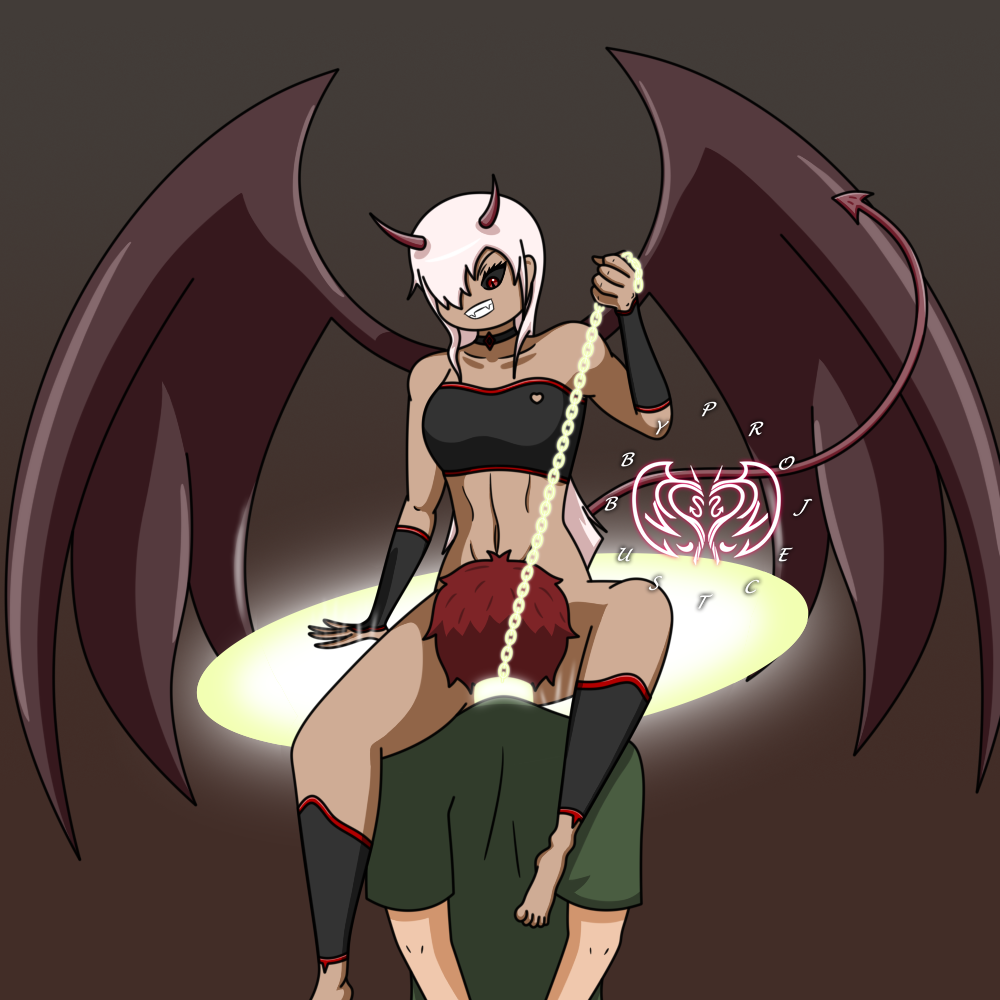 1boy 1girls aggressive aggressive_female assertive assertive_female chained chains cunnilingus dark-skinned_female dark_skin demon demon_girl domination energy female_domination femdom forced forced_oral horns monster_girl oral oral_sex original_character original_characters projectsubby restrained reverse_rape succubus tail wings