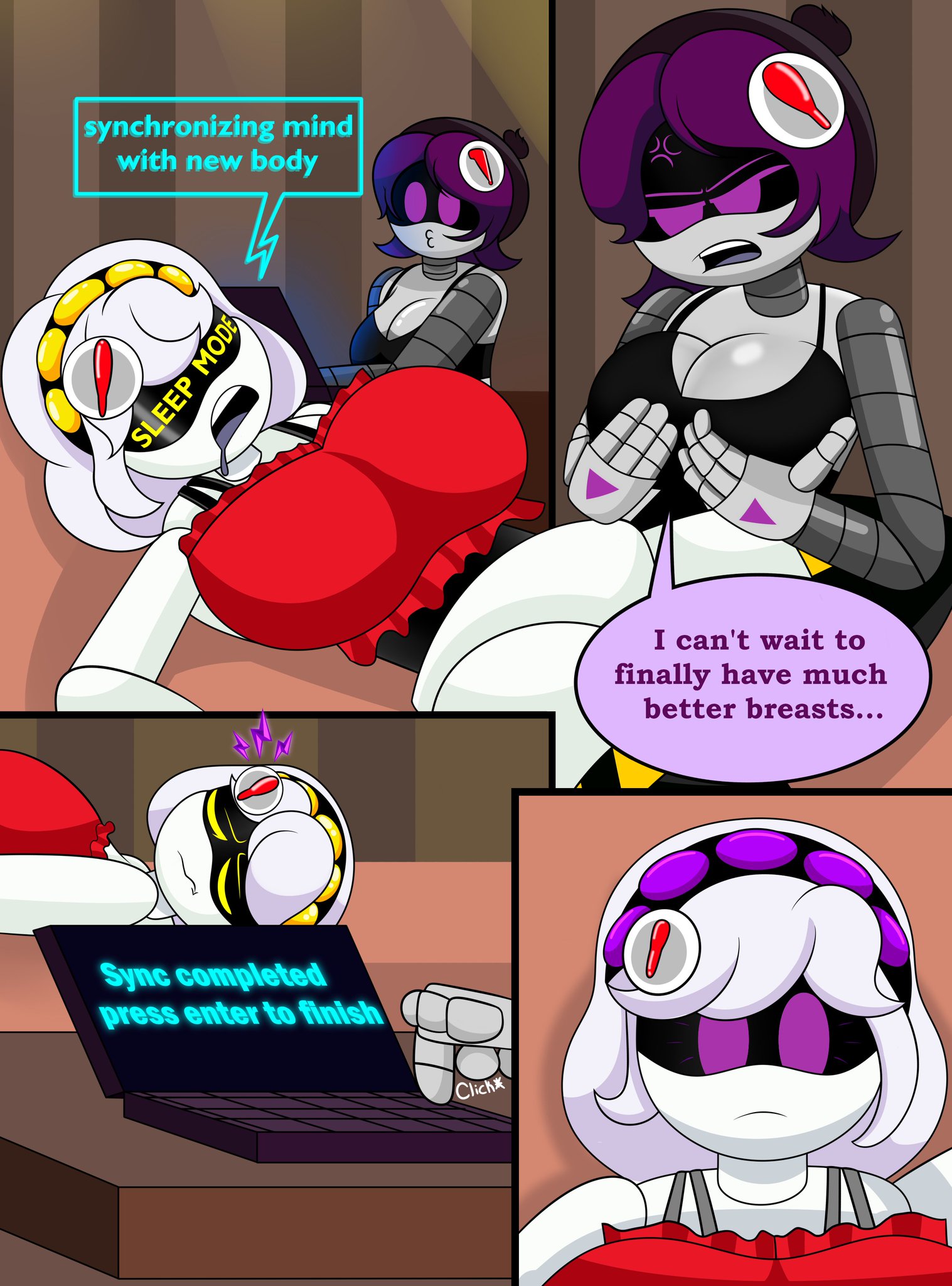big breasts, breasts, disassembly drone, female, female only, glitch productions, groping, mind control, murder drones, possession, purple eyes, purple hair, reypan, robot, robot girl, tagme, uzi (murder drones), v (murder drones), white body, worker drone