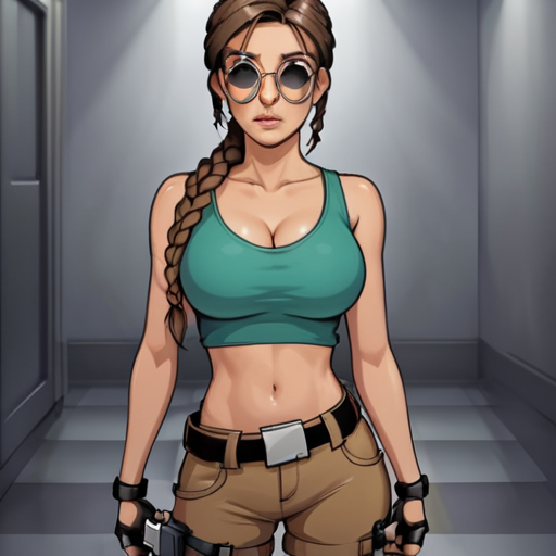 ai_generated female hot_shorts lara_croft sexy solo tank_top tomb_raider