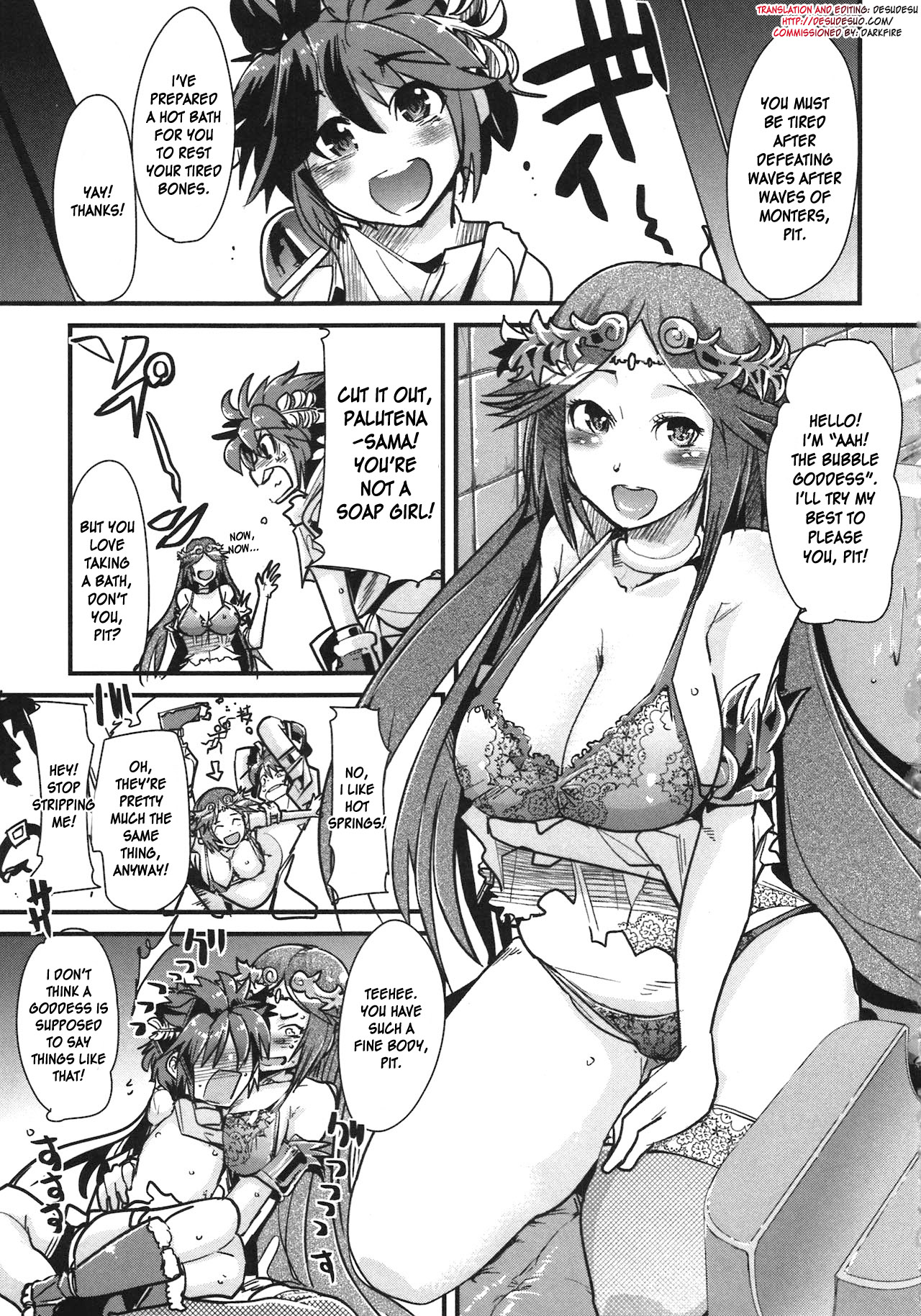 1boy, 1girls, age difference, androgynous, assertive, assertive female, bra, breasts, cleavage, comic, doujin, english text, female, female pervert, girly, kid icarus, kid icarus uprising, large breasts, male, male/female, monochrome, nintendo, palutena, panties, pervert, pit, pit (kid icarus), tagme, text, undressing, voluptuous